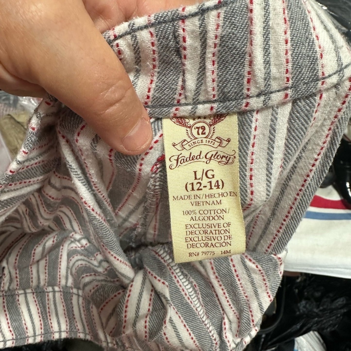 Faded Glory Red and White Striped Pajama Pants