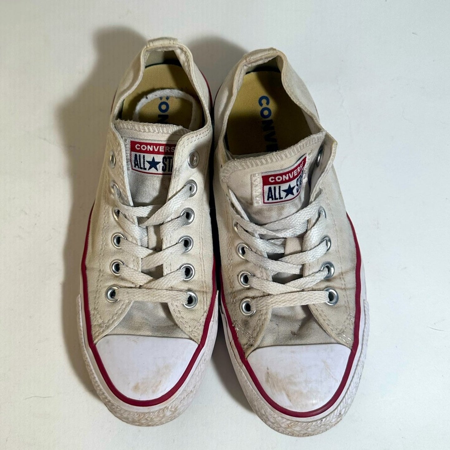 Converse All Star Cream Sneakers with Red Accents
