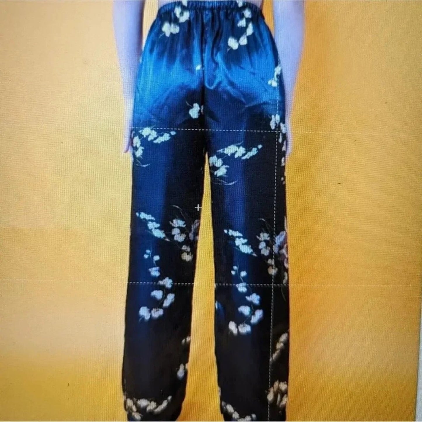 Elegant Black Floral Satin Pants