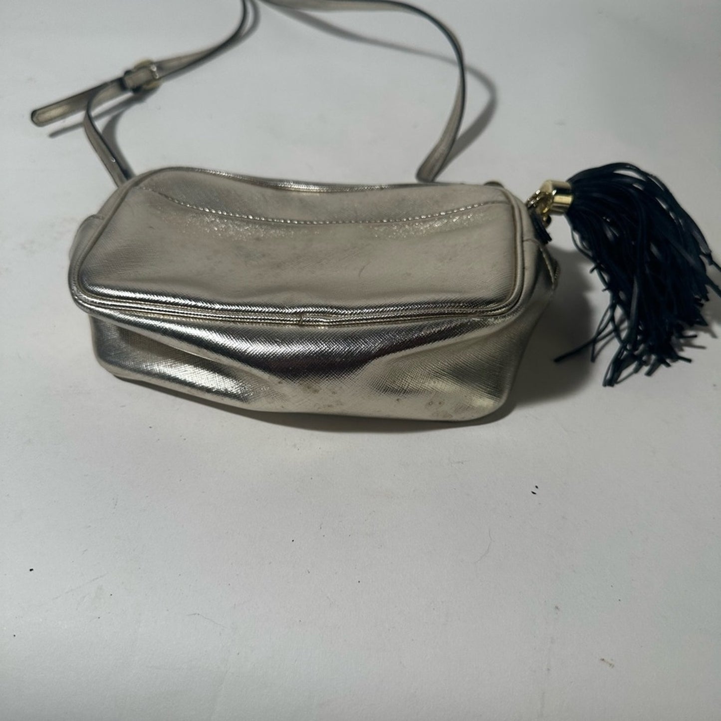 Silver Crossbody Bag with Tassel