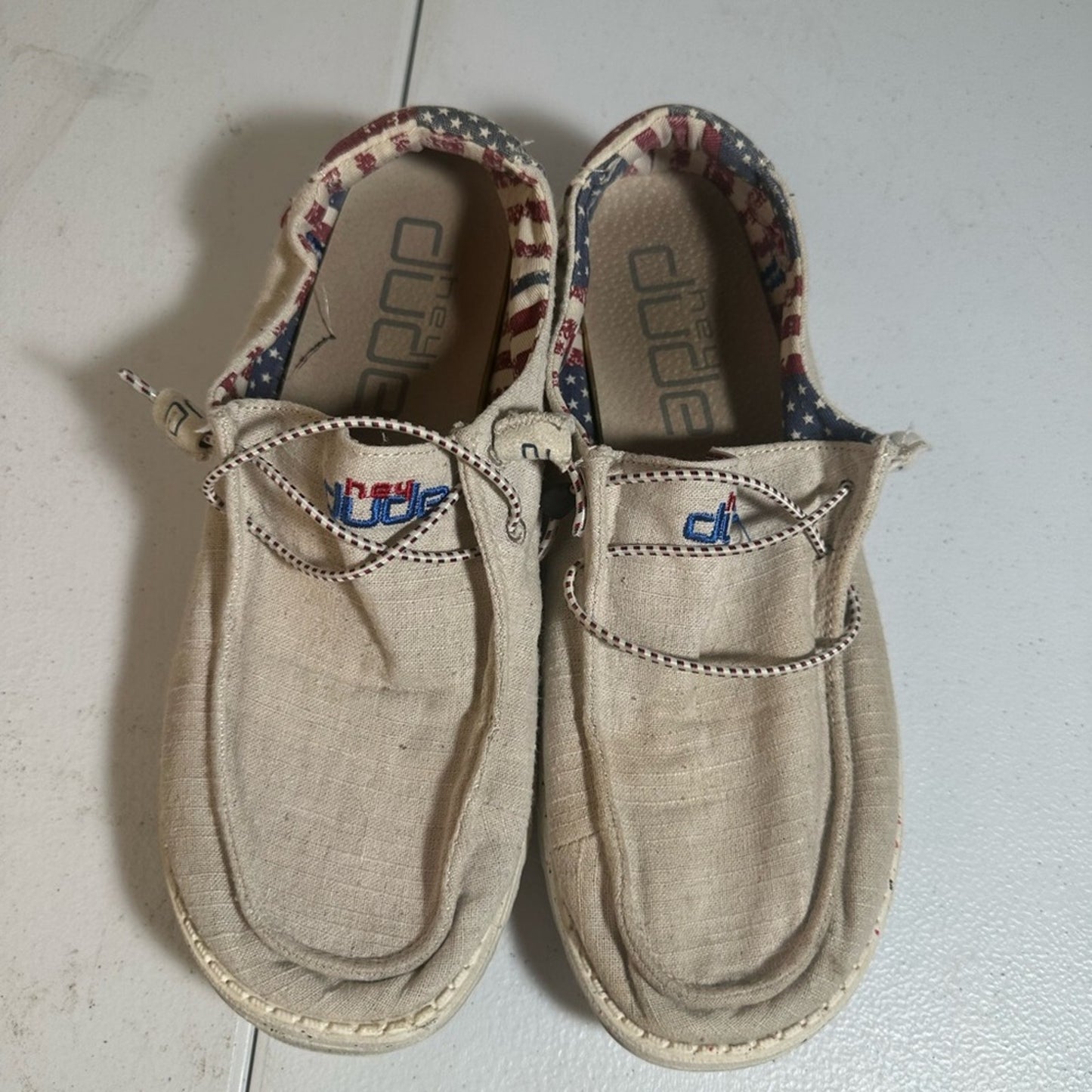 Hey Dude Americana Casual Beige Canvas Shoes
