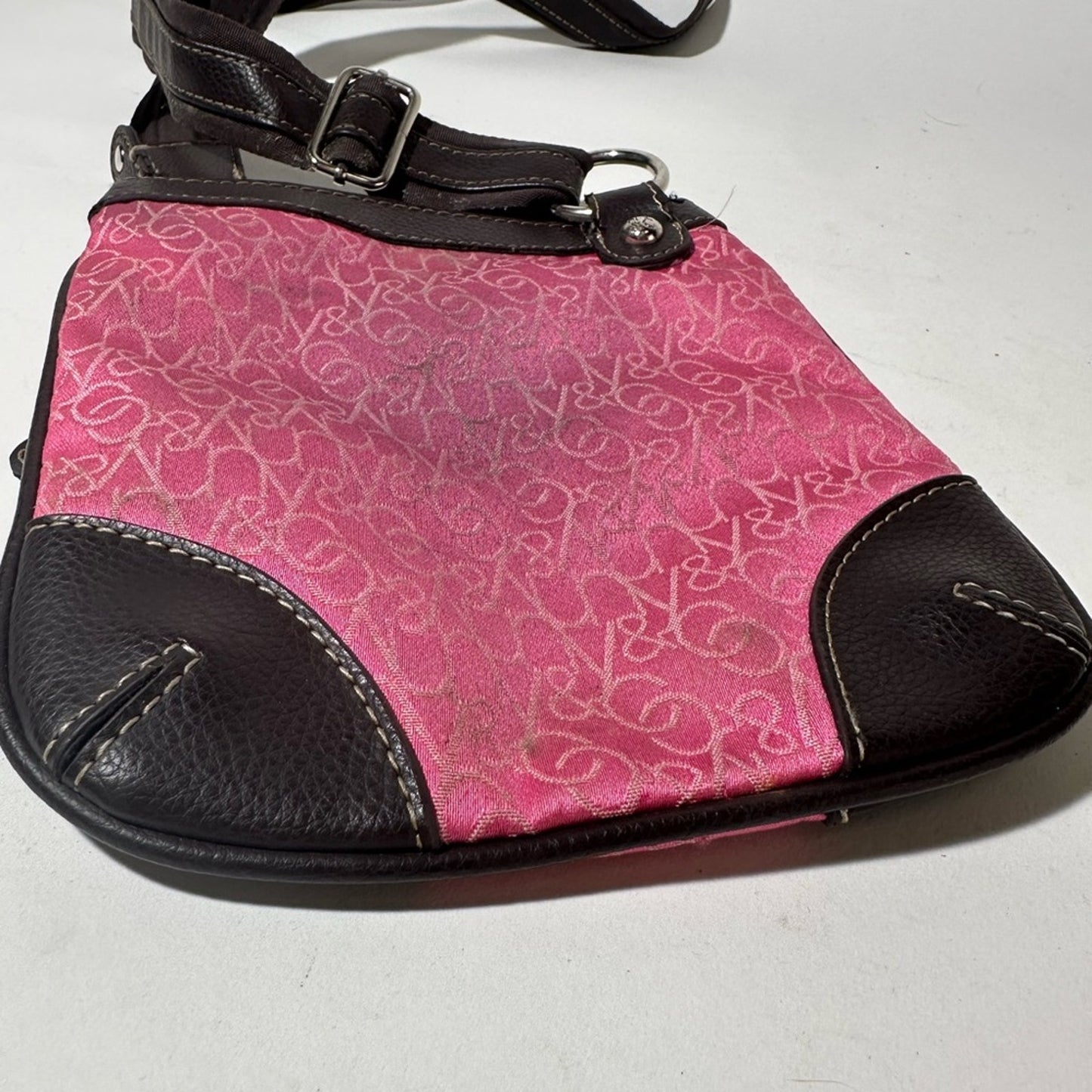 Stylish Pink and Brown Crossbody Bag