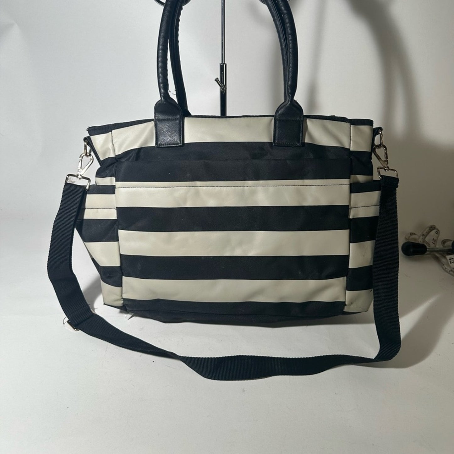Black and White Striped Women's Bag