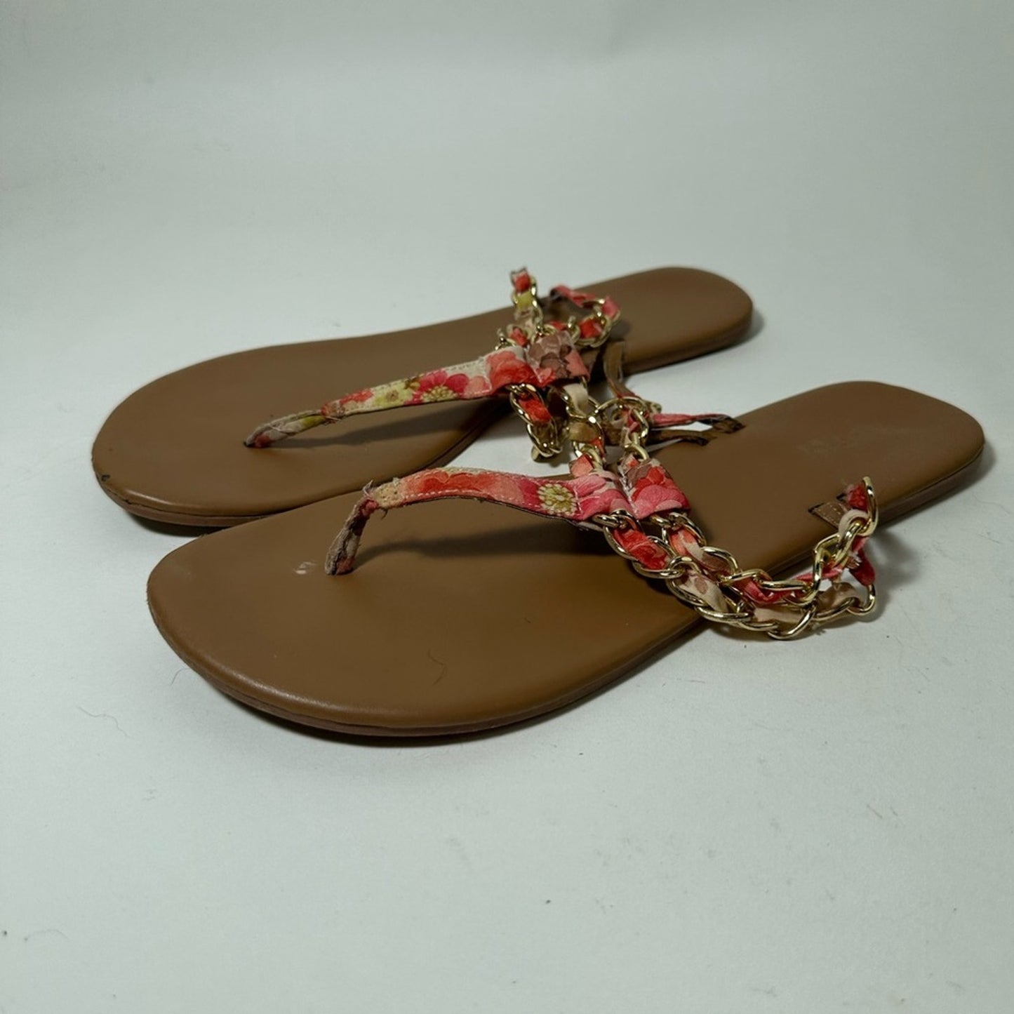 Floral Gold Chain Sandals