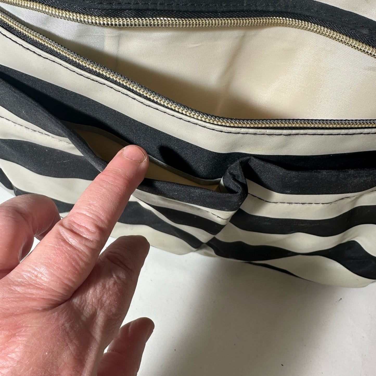 Black and White Striped Women's Bag