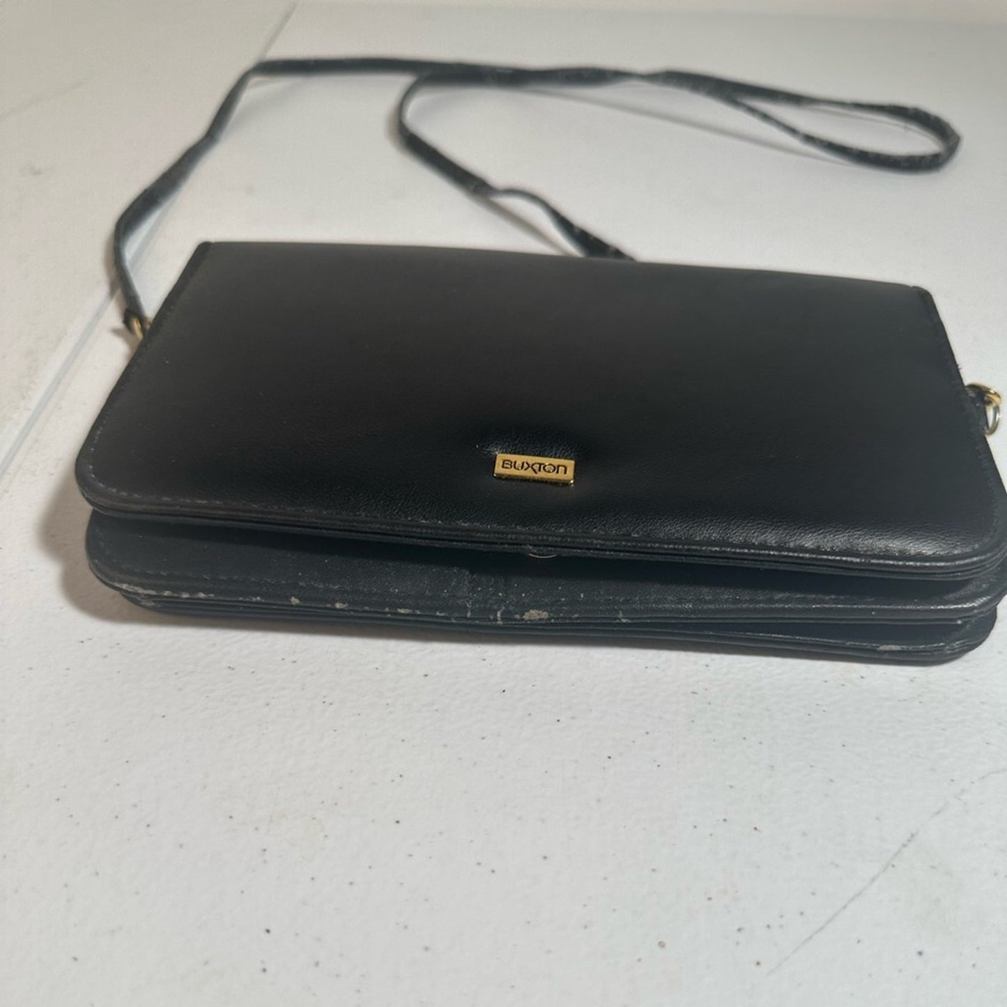 Buxton Black Leather Crossbody Bag