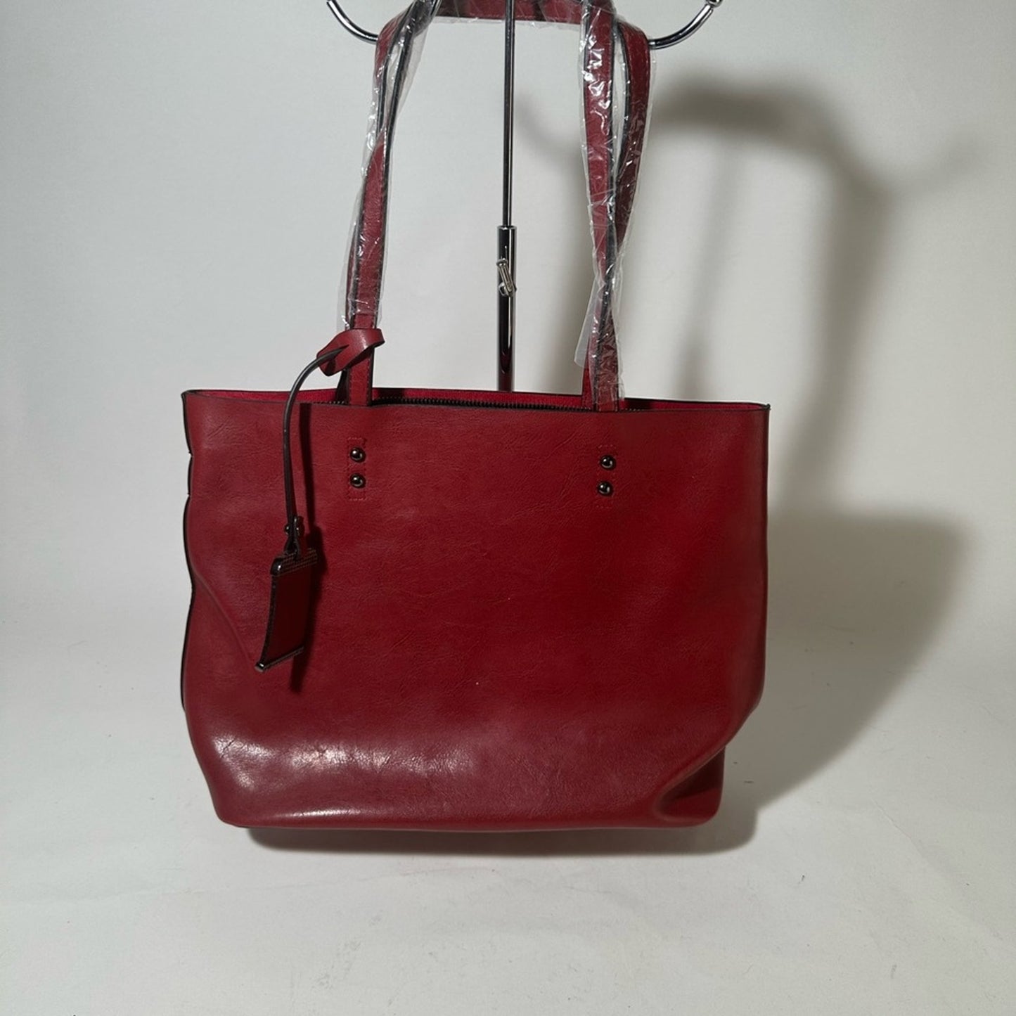 Chic Red Leather Tote