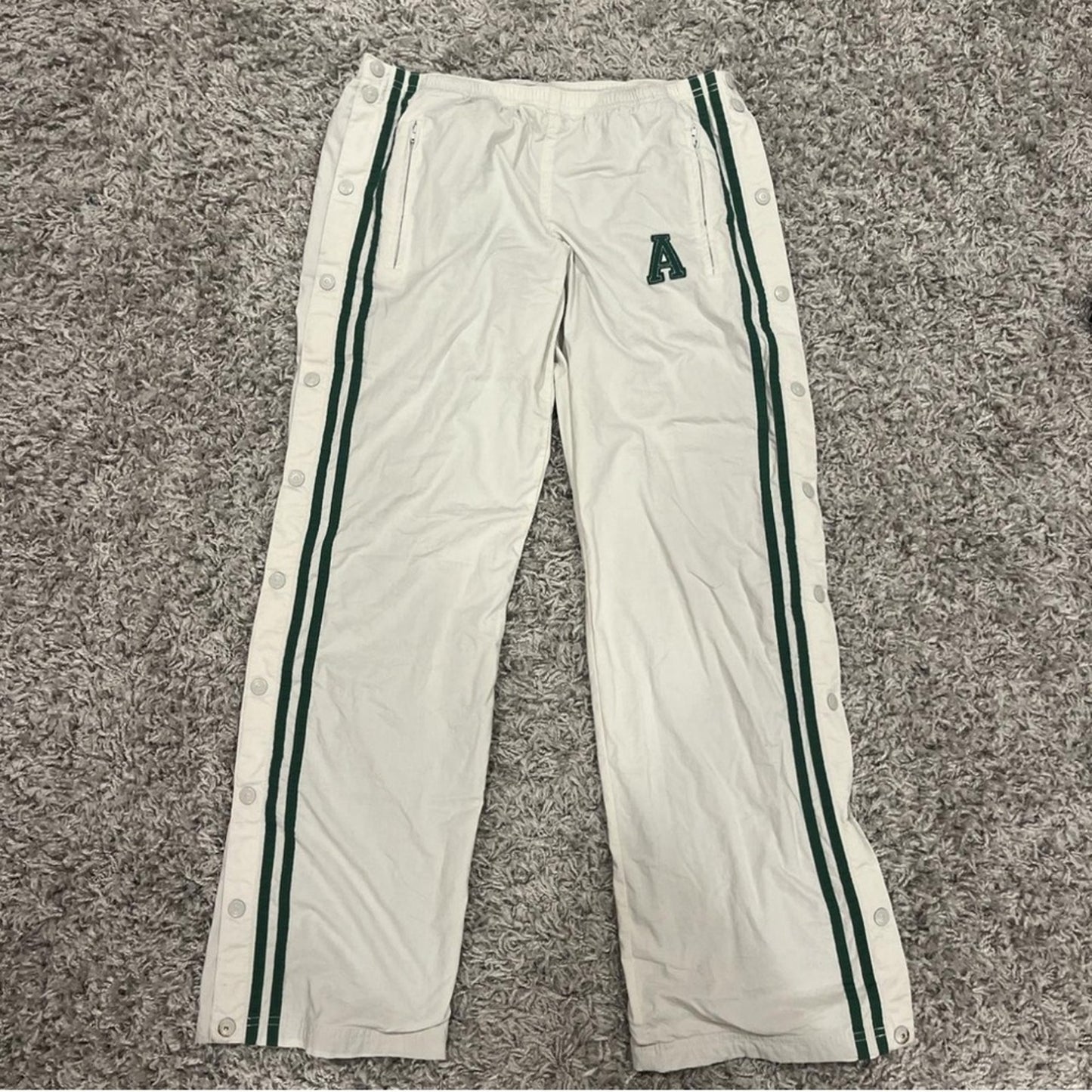 American Eagle Outfitters White and Green Track Pants