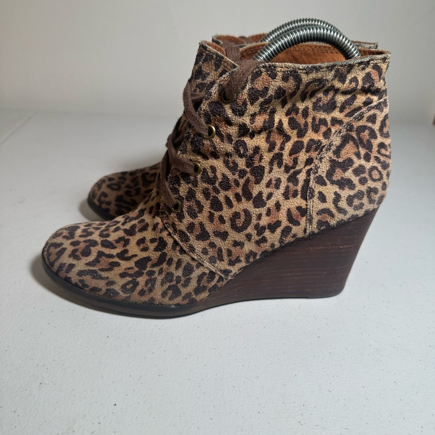 Lucky Brand Leopard Print Wedge Ankle Boots