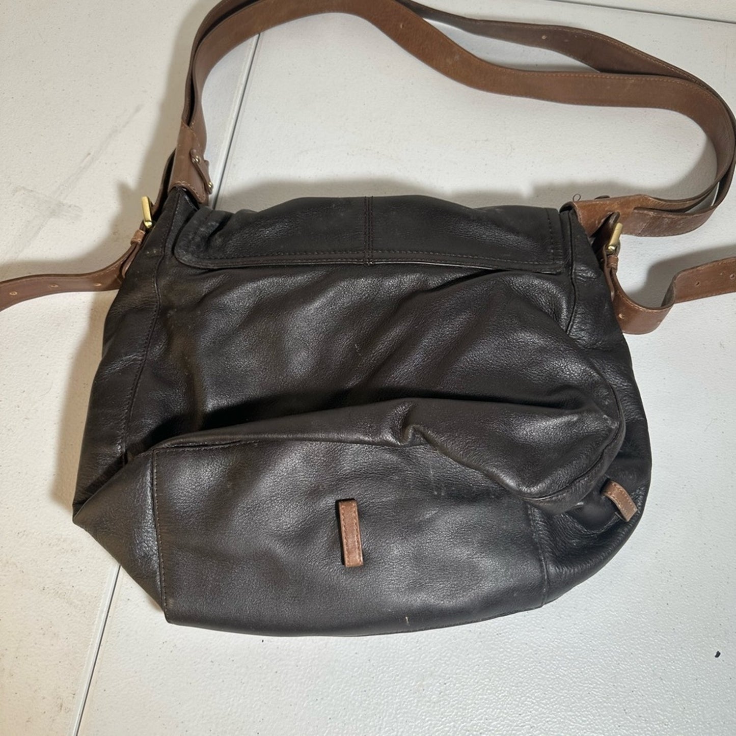 DKNY Dark Leather Bag with Gold Lock