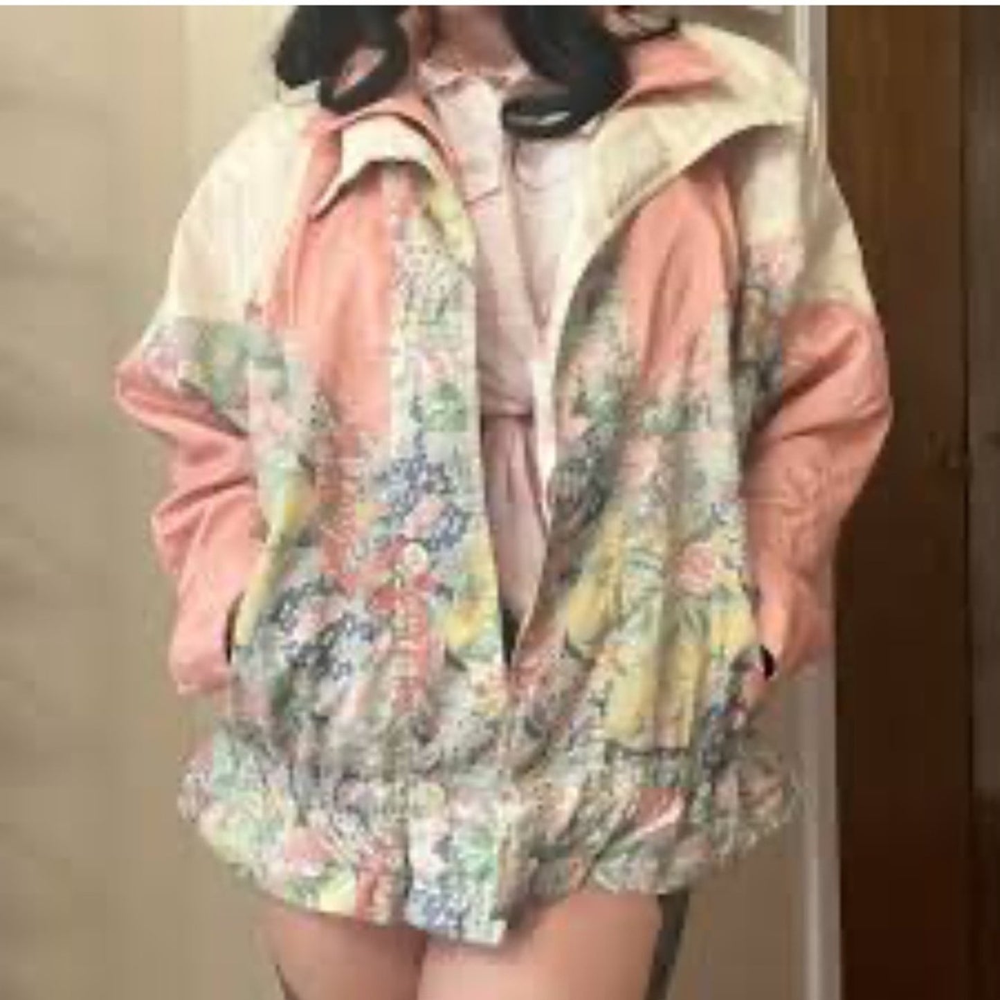 VINTAGE Floral Patchwork Hooded Jacket