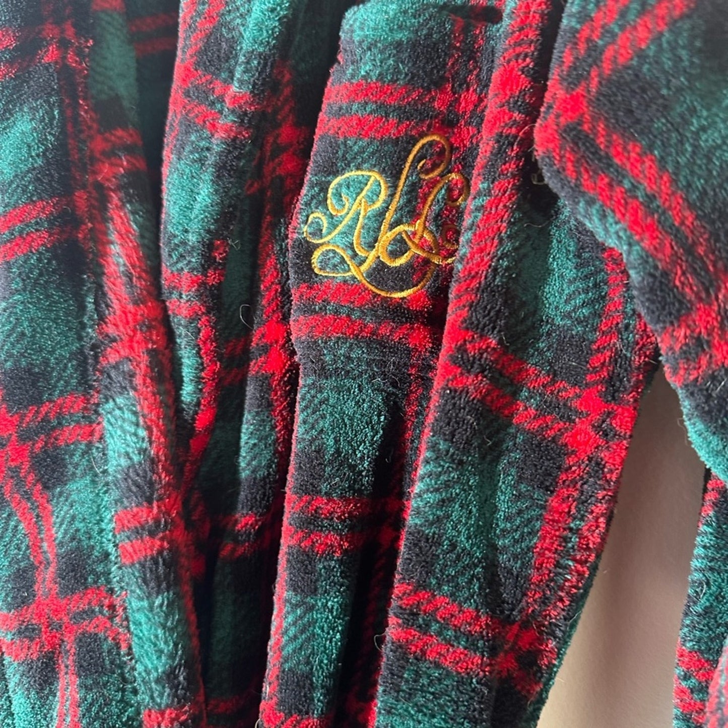 Lauren Ralph Lauren Plaid Fluffy Monogram Robe