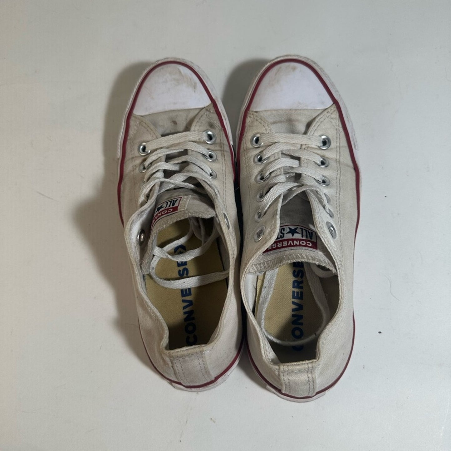 Converse All Star Cream Sneakers with Red Accents