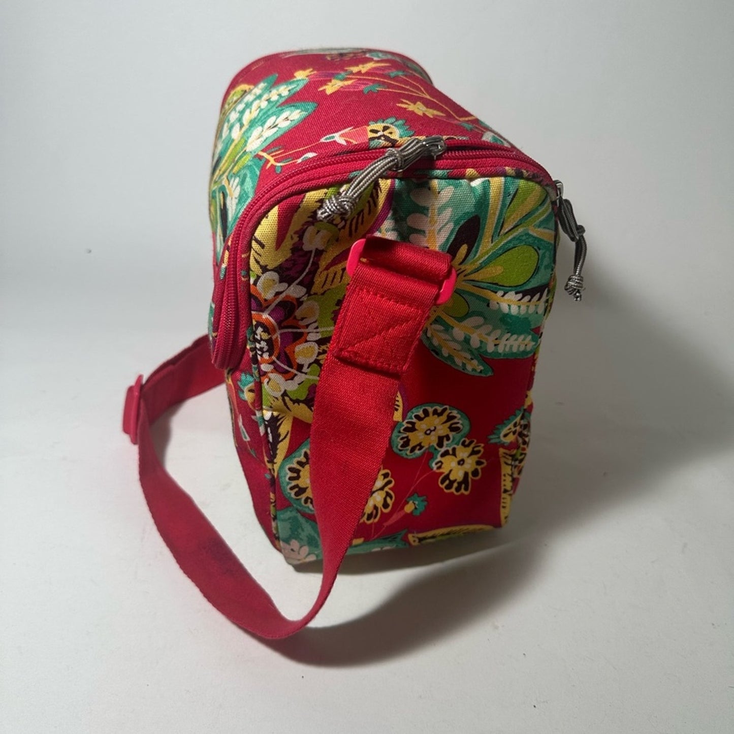 Vera Bradley Red and Green Lunch Bag with Floral Print