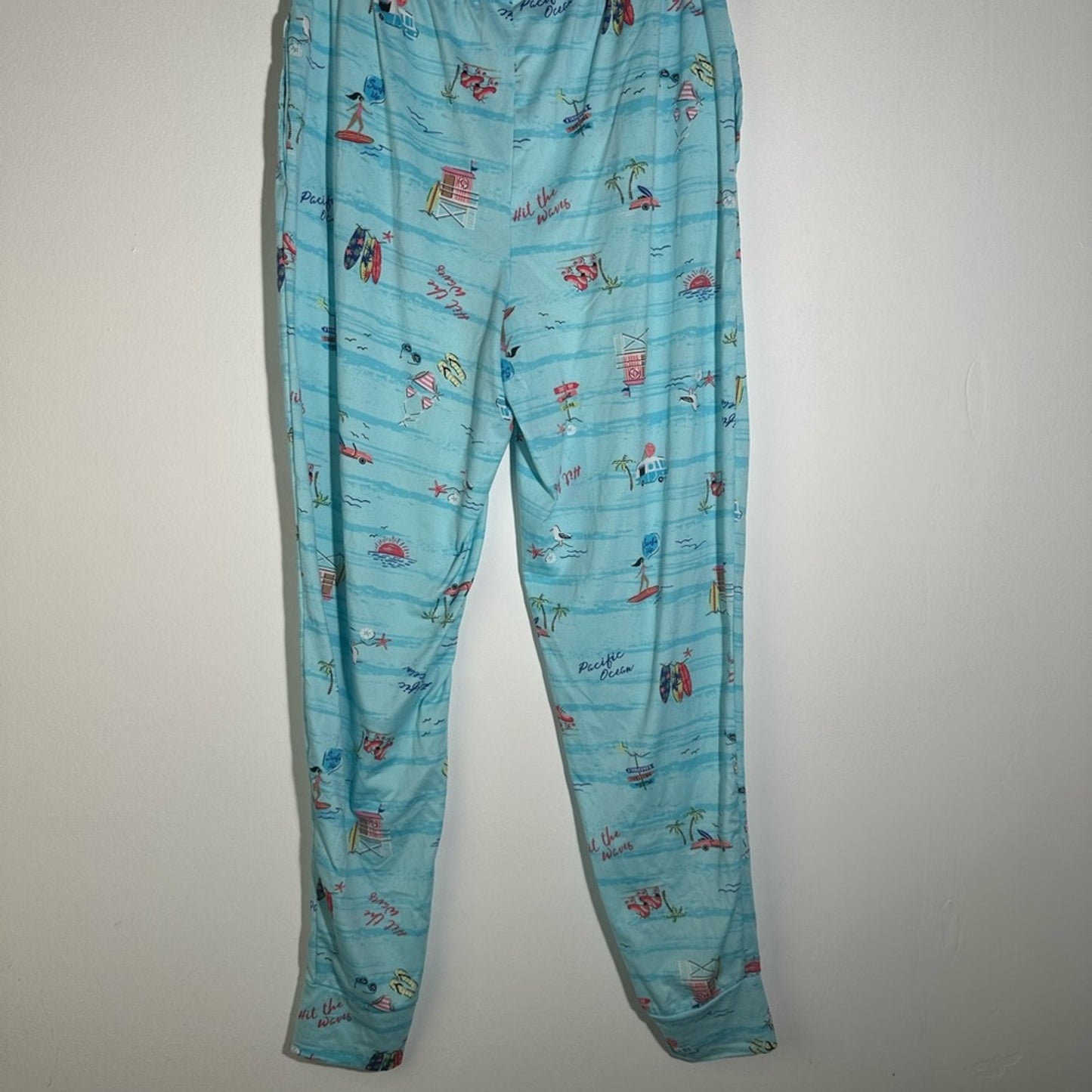Light Blue Graphic Print Pajama Pants
