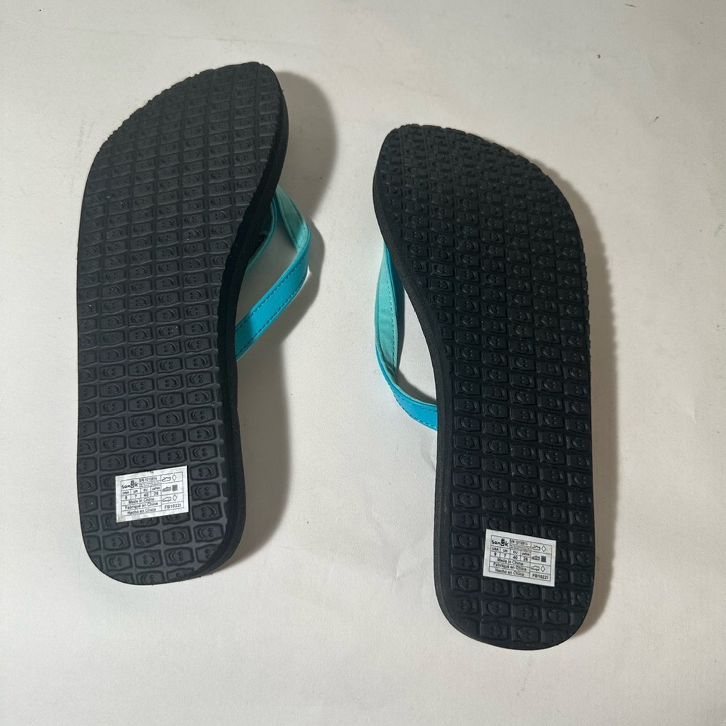 Sanuk Black and Aqua Sandals