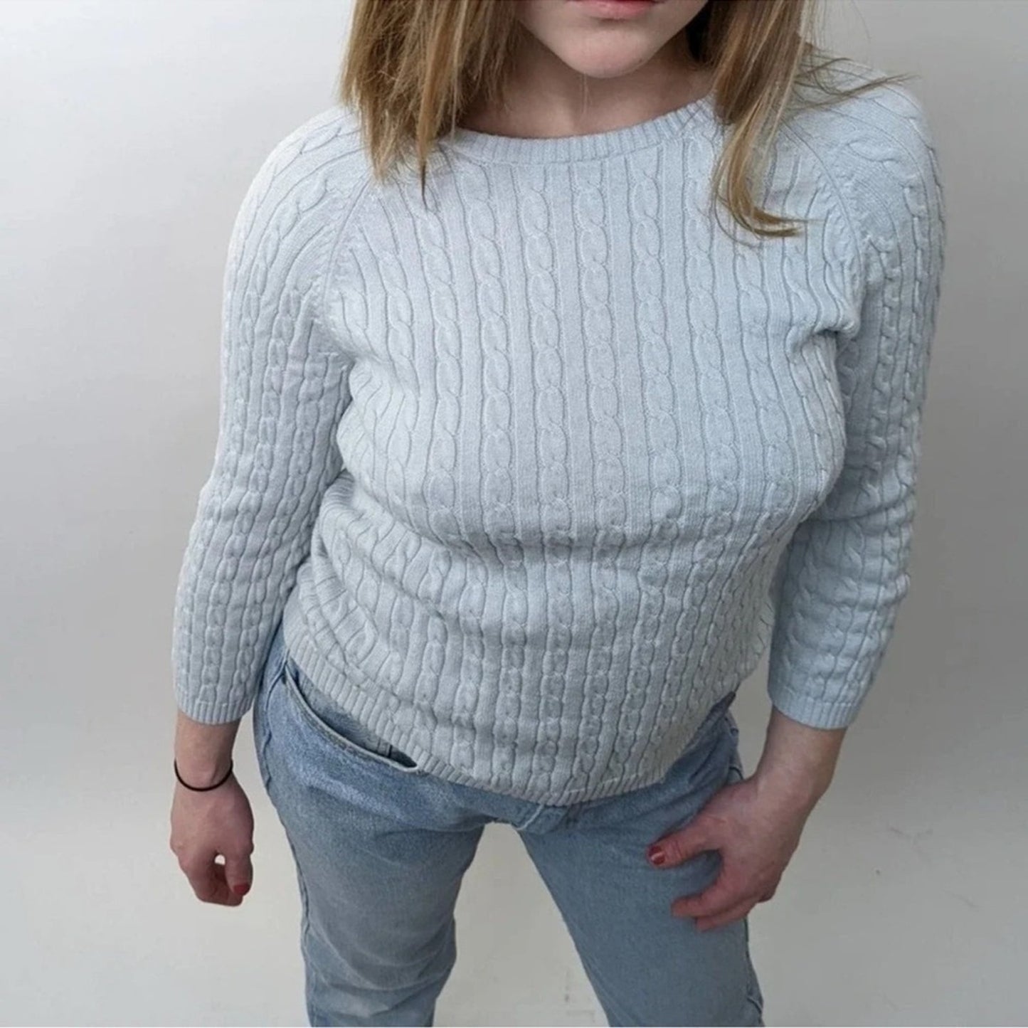 Tommy Hilfiger Baby Blue Cable Knit Sweater