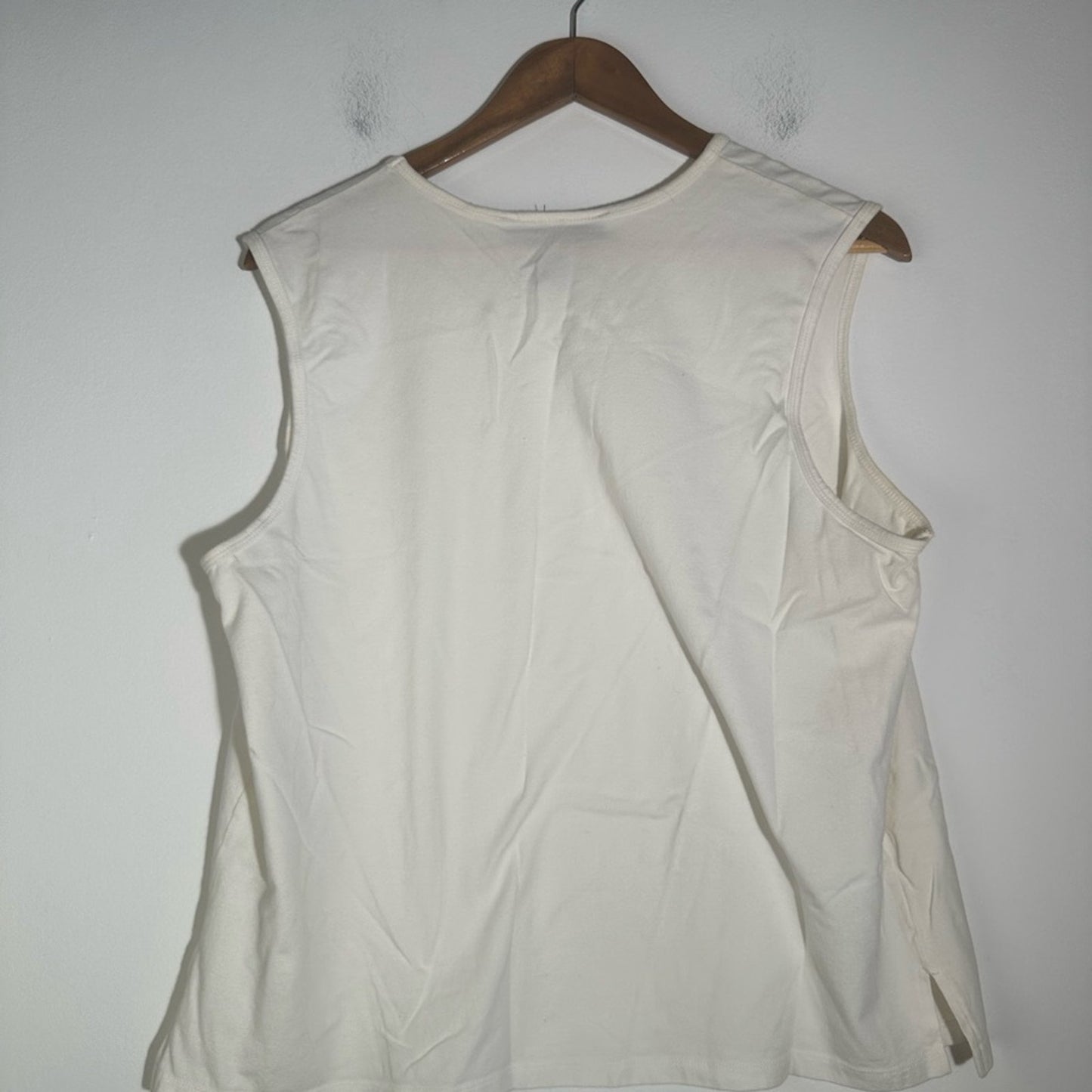 Susan Graver White Tank Top with Textured V-Neck