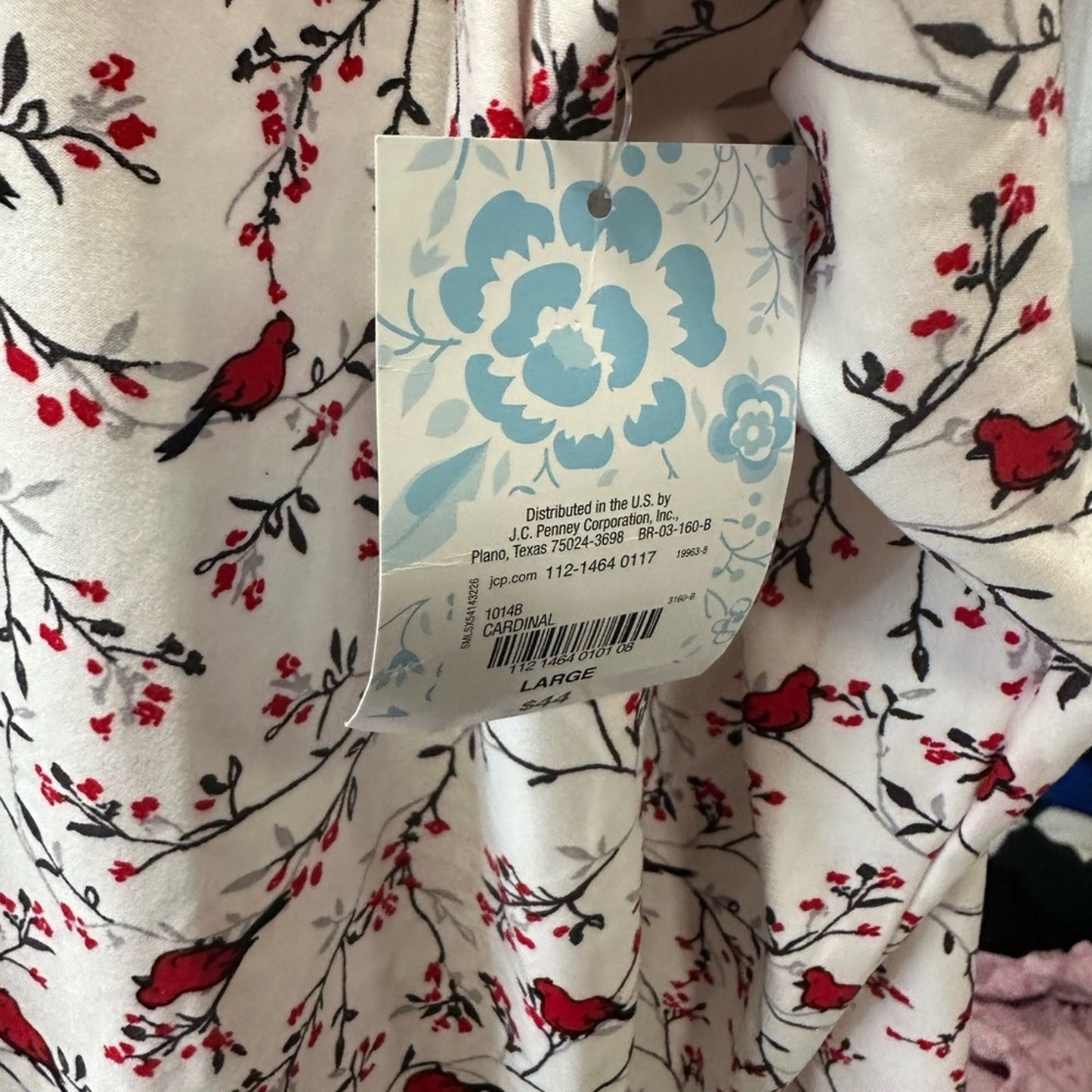 Red Cardinal Long Sleeve Nightgown NWT