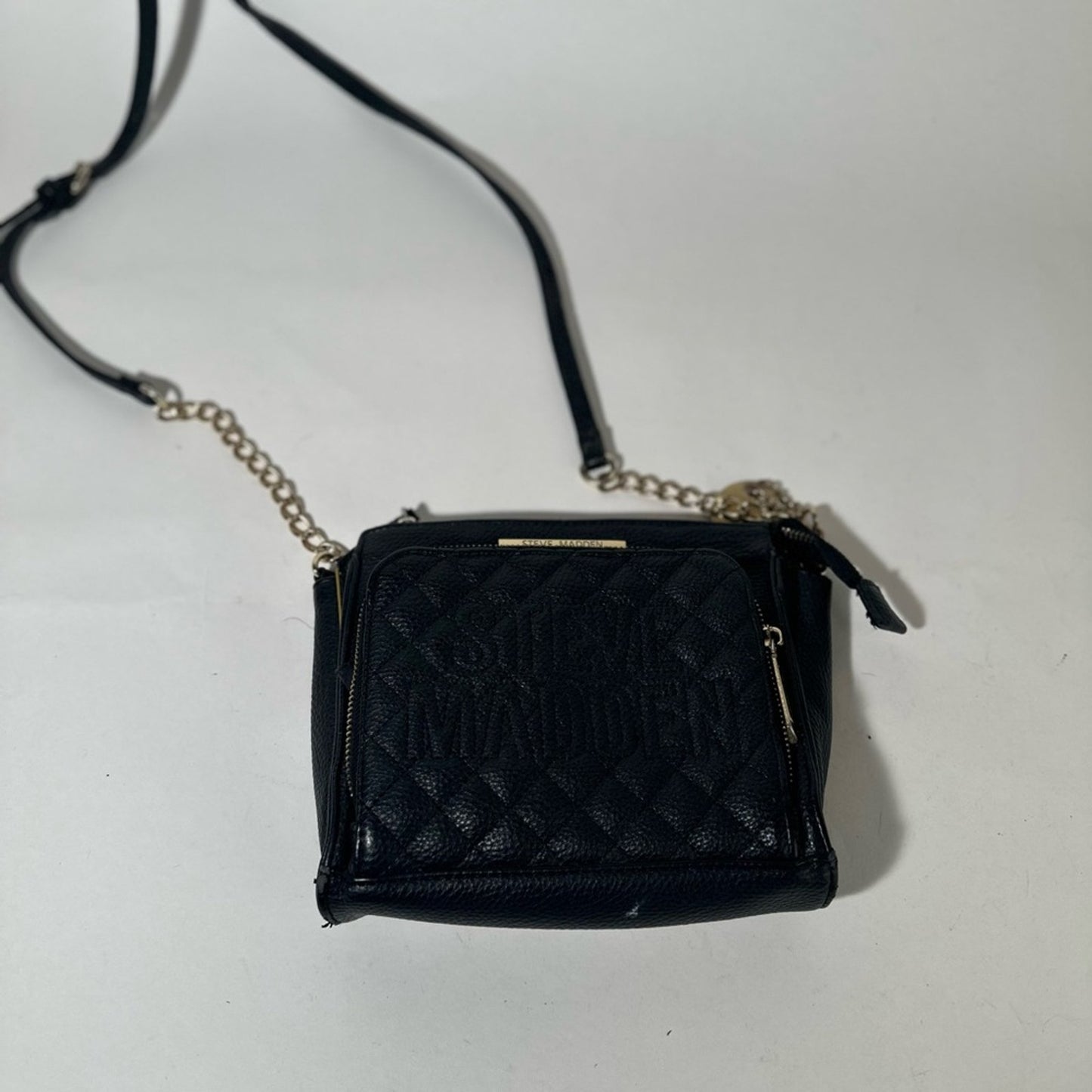 Steve Madden Black Quilted Crossbody with Chain Strap
