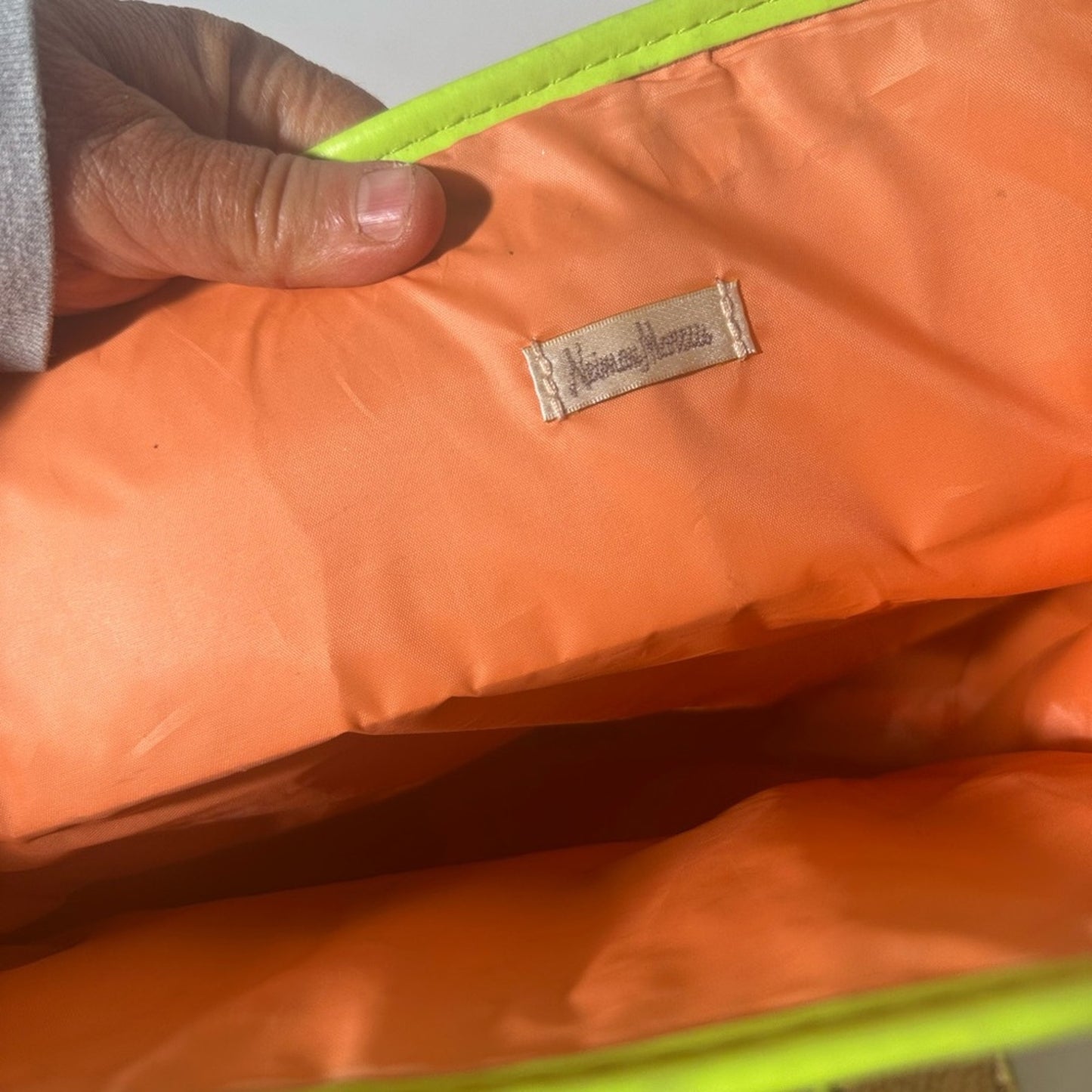Vibrant Orange and Tan Striped Tote Bag with Sturdy Handles