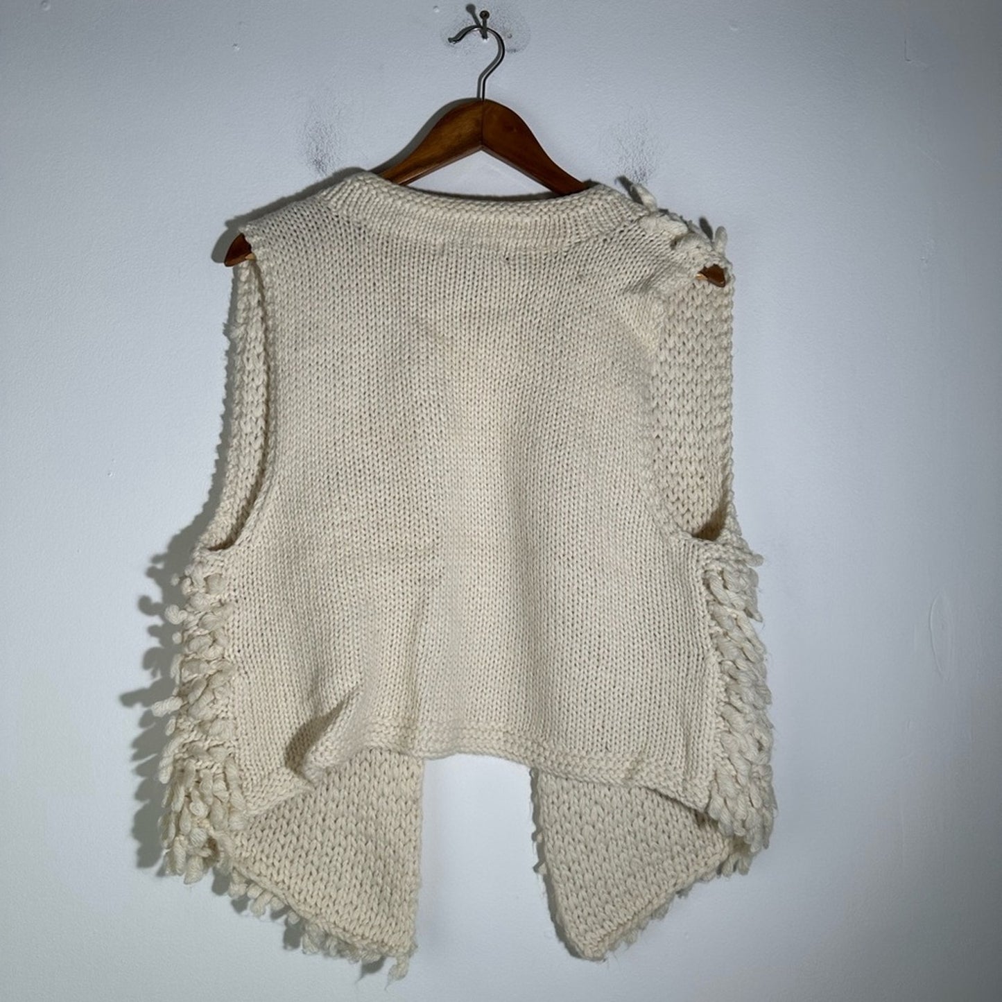 Artisan Cream Textured Vest with Open Front