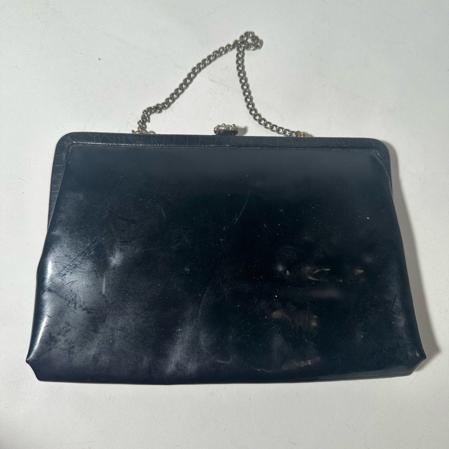 Elegant Vintage Black Clutch with Metal Chain