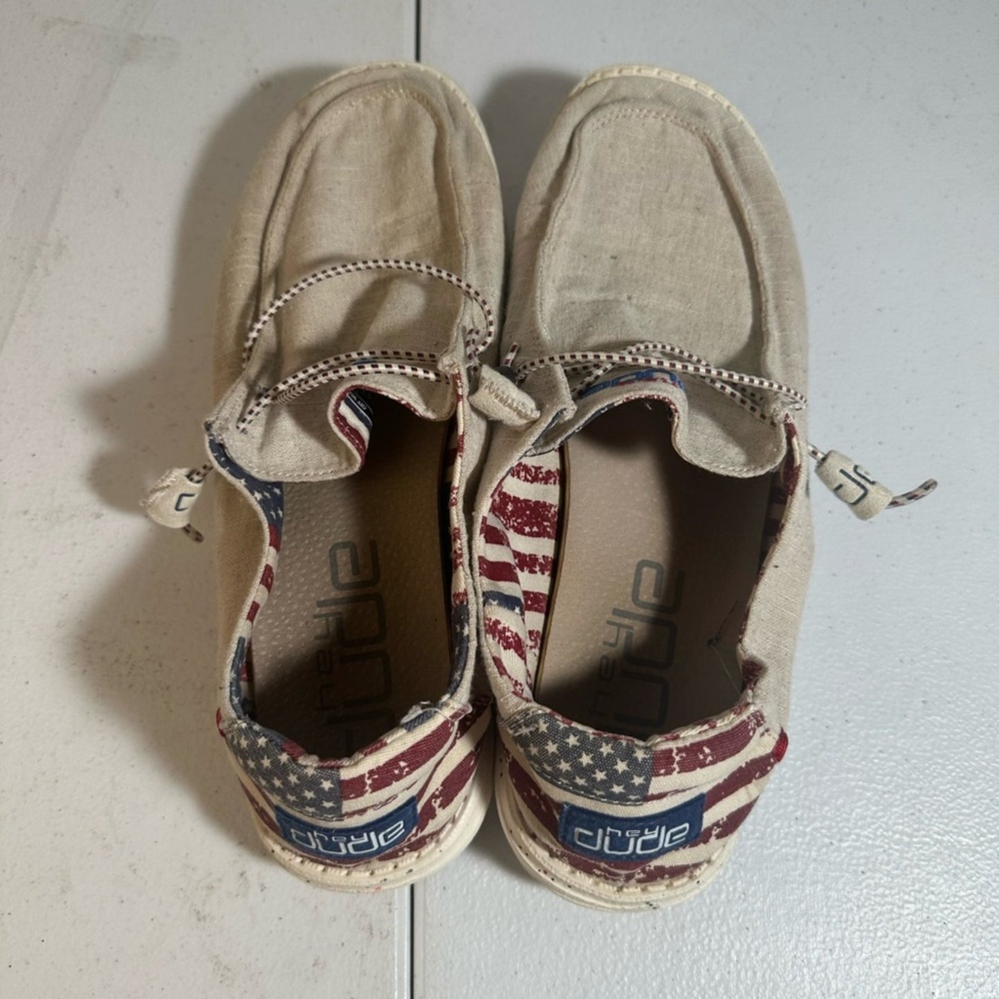 Hey Dude Americana Casual Beige Canvas Shoes