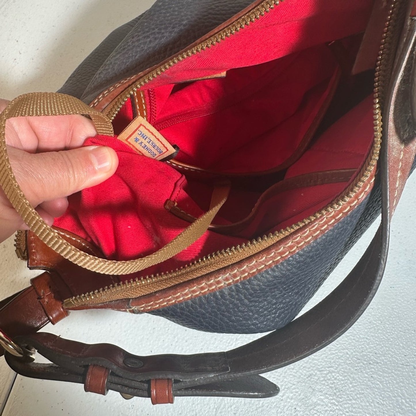 Dooney & Bourke Black and Brown Leather Hobo Bag