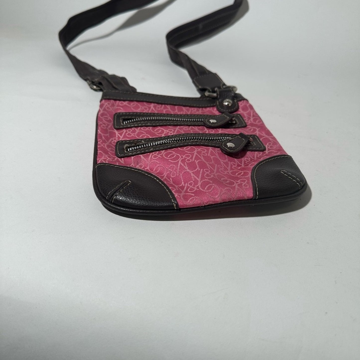 Stylish Pink and Brown Crossbody Bag