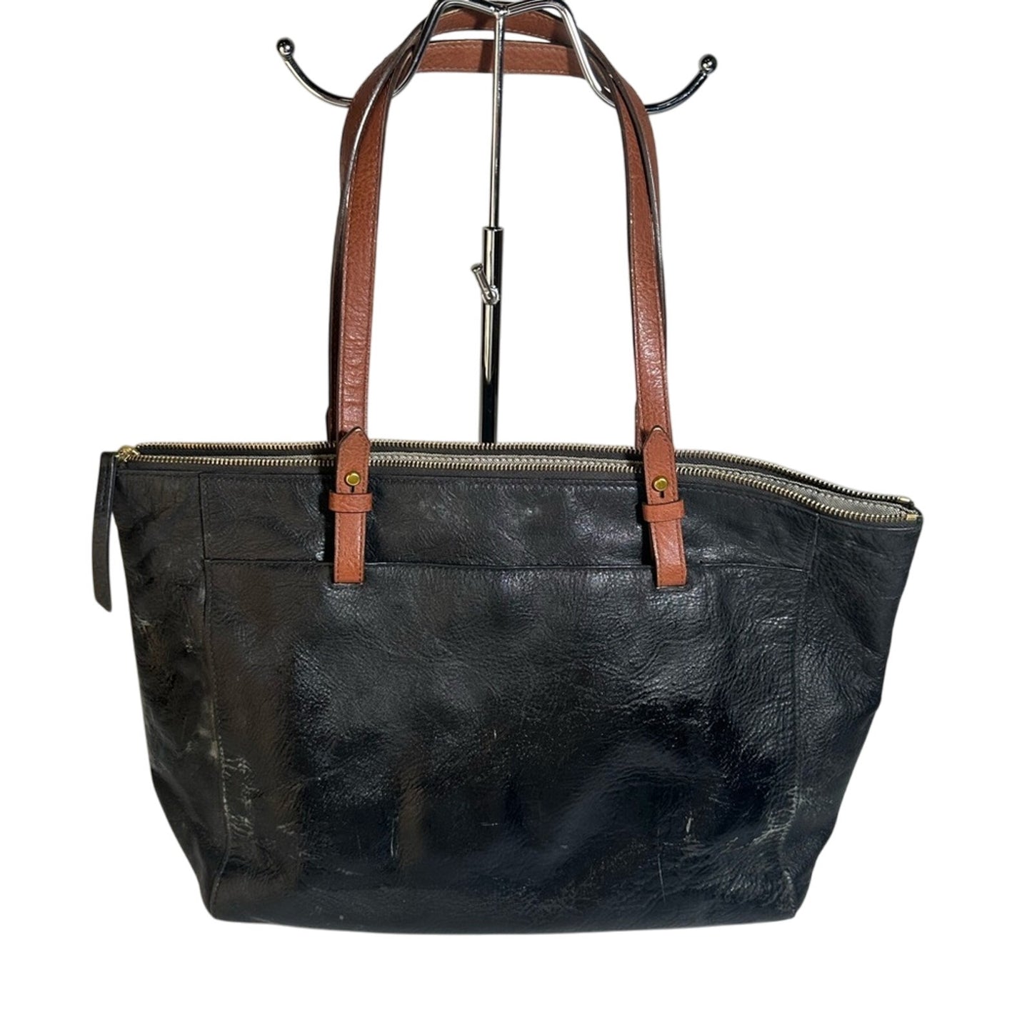 Fossil Elegant Black Leather Tote Bag