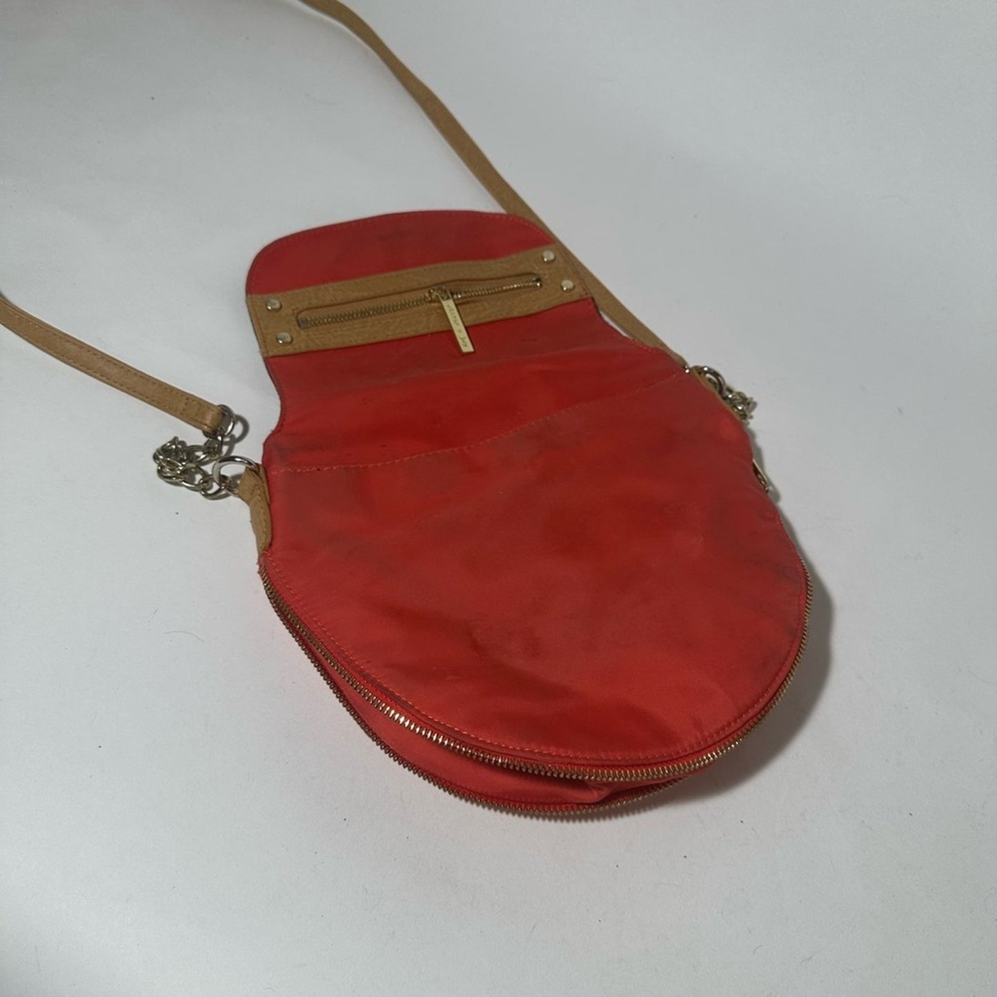 Red and Tan Crossbody Bag