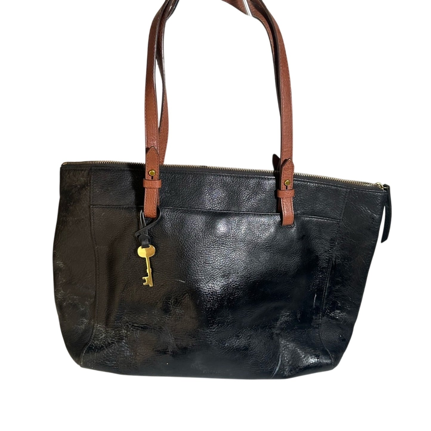 Fossil Elegant Black Leather Tote Bag