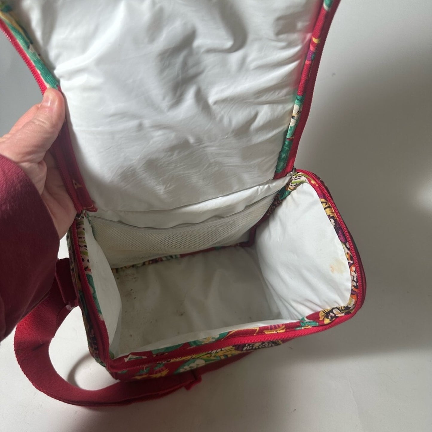 Vera Bradley Red and Green Lunch Bag with Floral Print