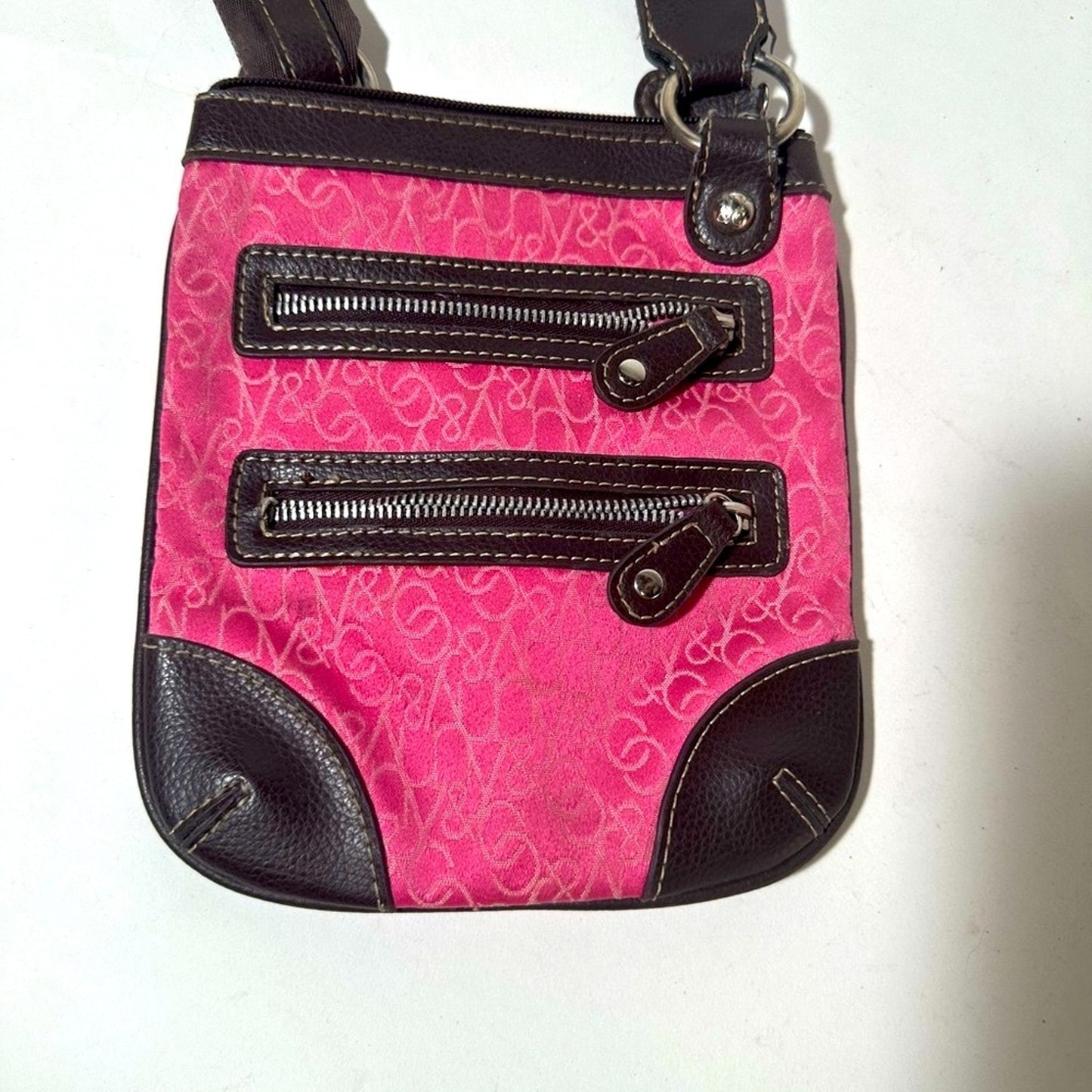Stylish Pink and Brown Crossbody Bag