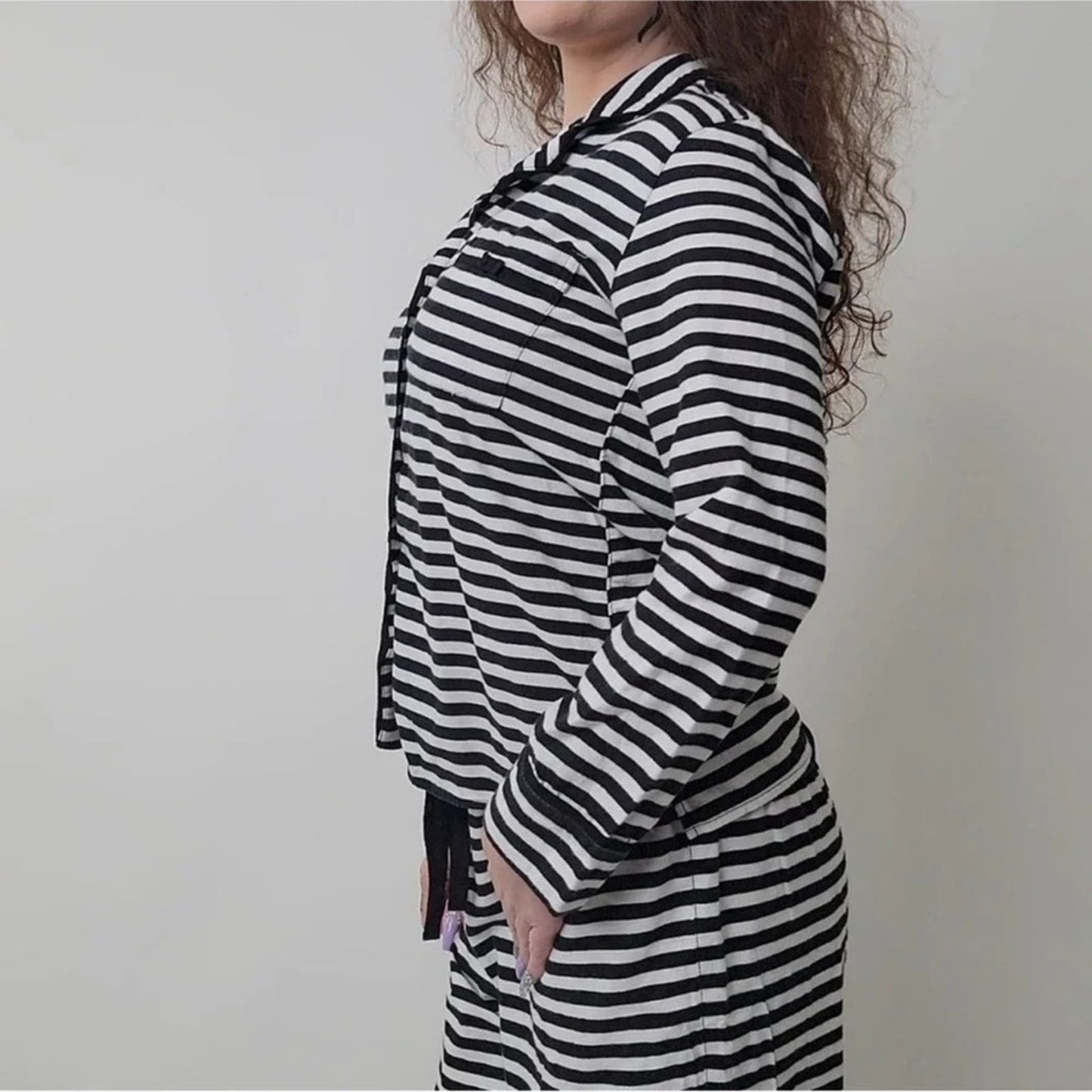 kate spade Black and White Striped Button Up Shirt