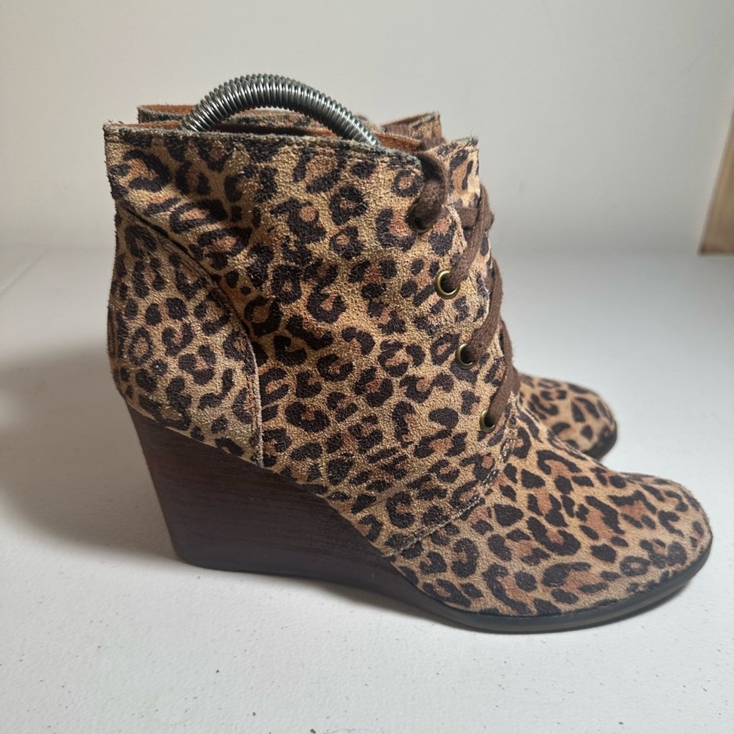 Lucky Brand Leopard Print Wedge Ankle Boots