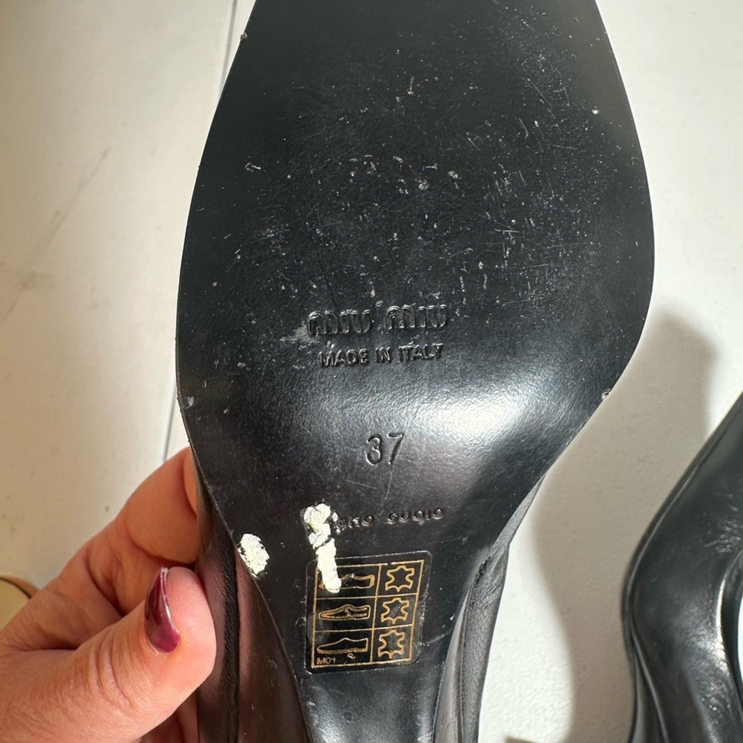 Miu Miu Black Leather Women's Kitten Heels