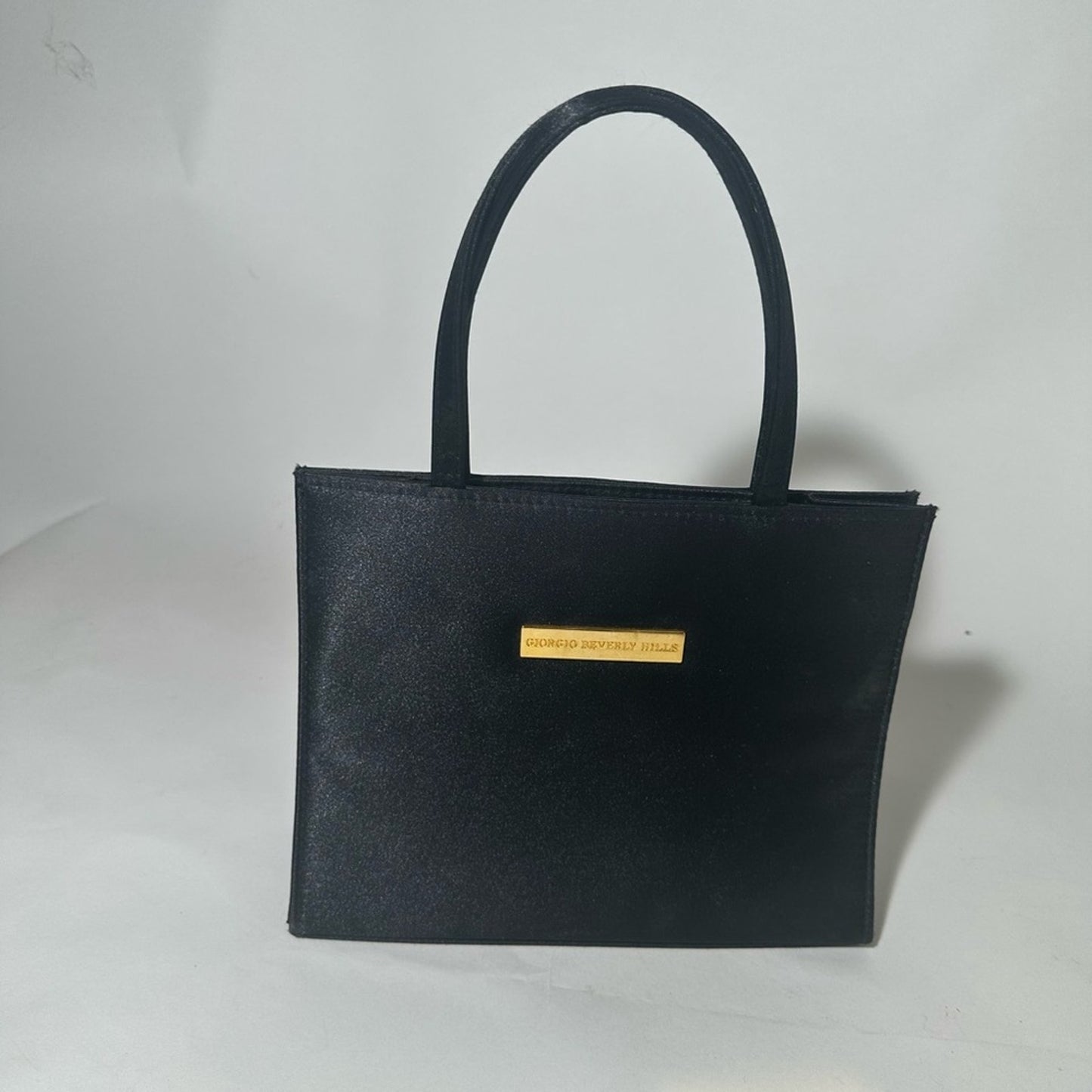Black Textured Shoulder Bag with Gold Hardware