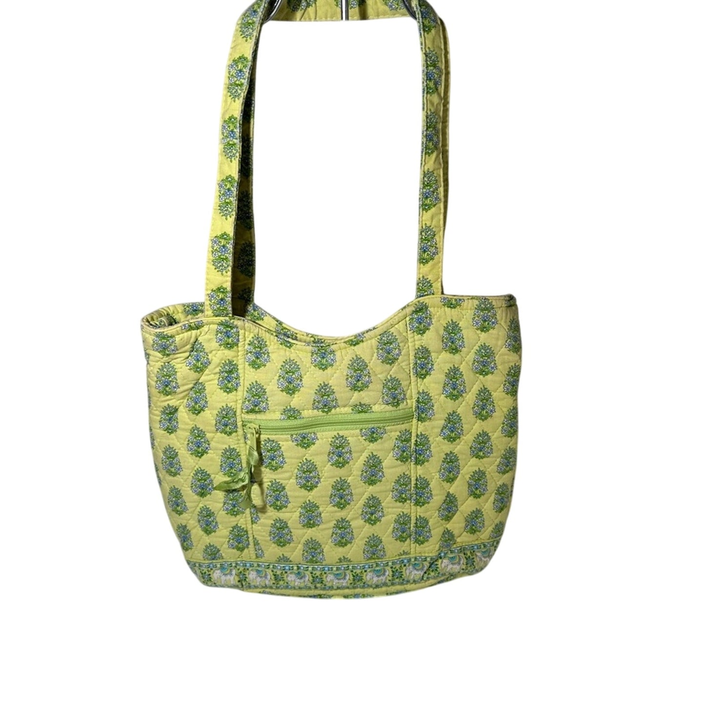 Lime Green Pineapple Patterned Tote Bag with Shoulder Straps