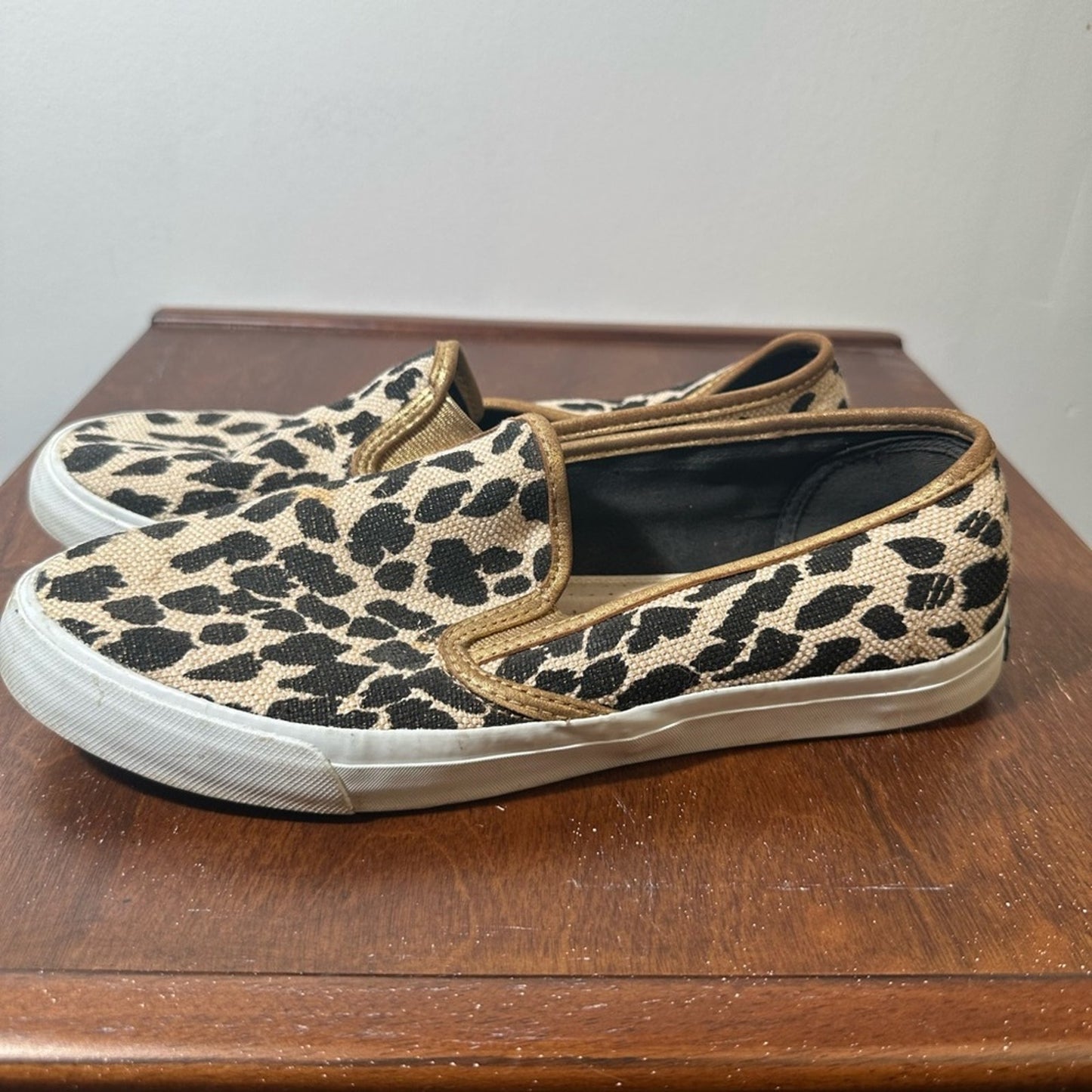 Sperry Leopard Print Slip-On Shoes
