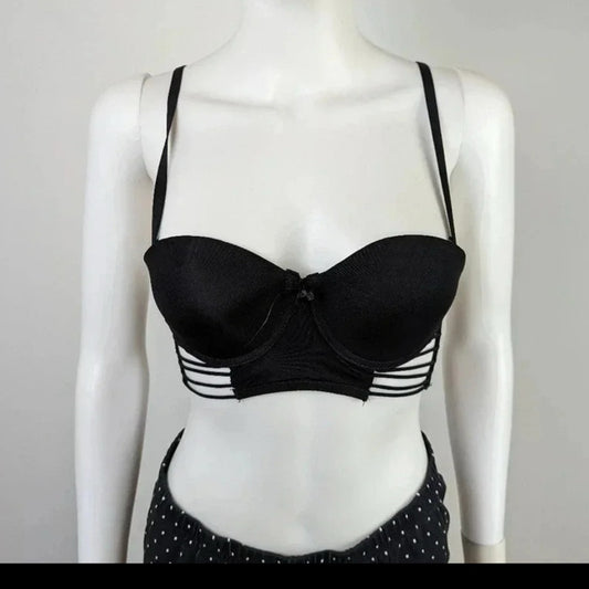 Black and White Women's Bustier Bra