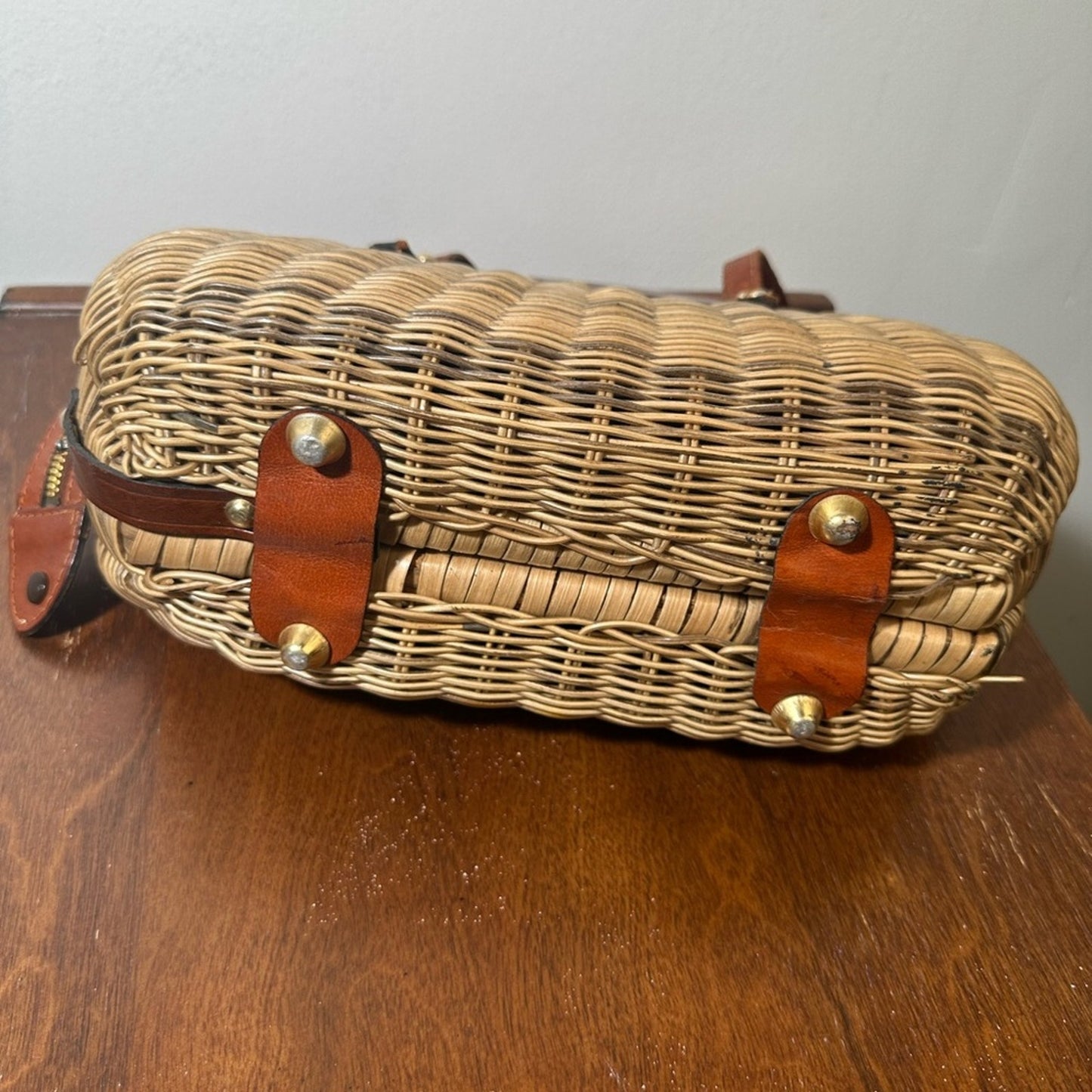 Vintage Brown Woven Leather Strap Women's Bag
