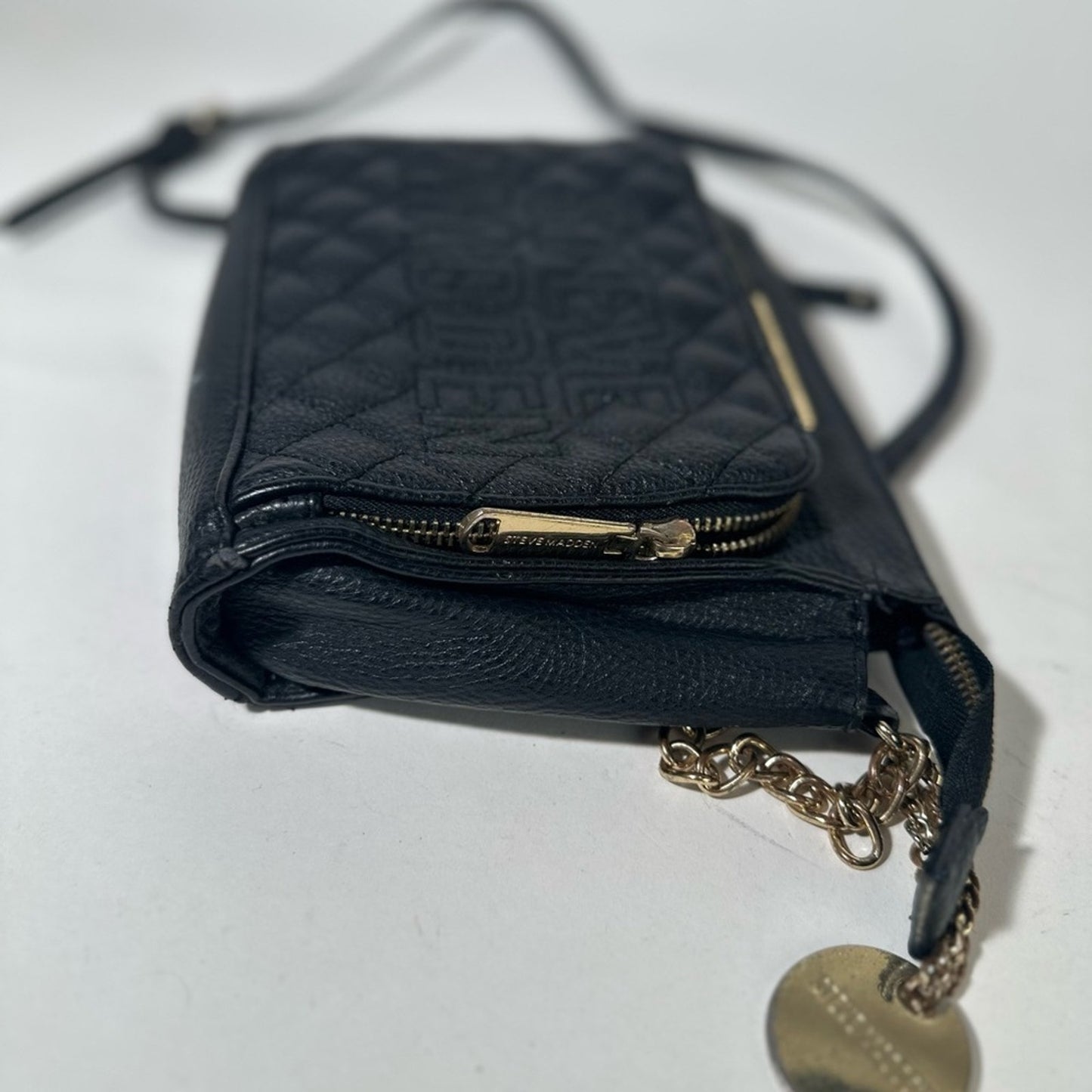 Steve Madden Black Quilted Crossbody with Chain Strap