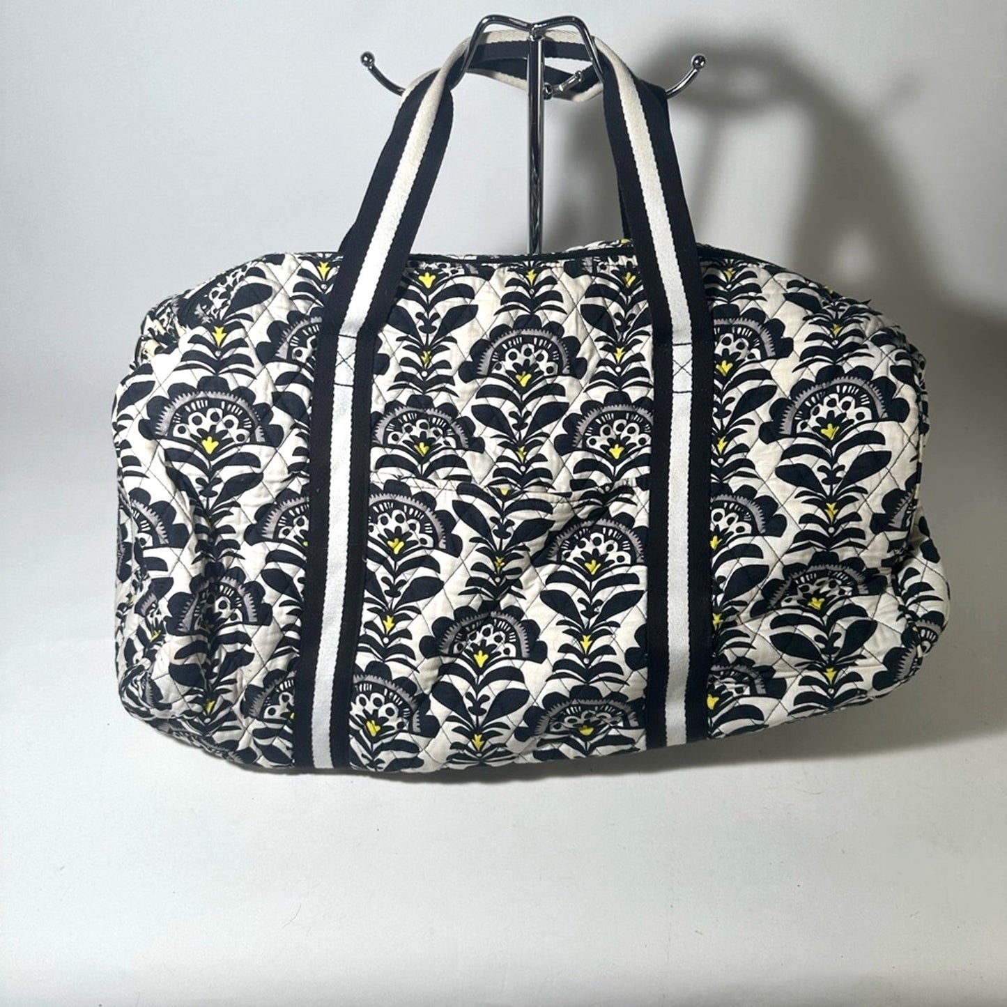 Vera Bradley Elegant Black and White Weekend Bag with Damask Pattern