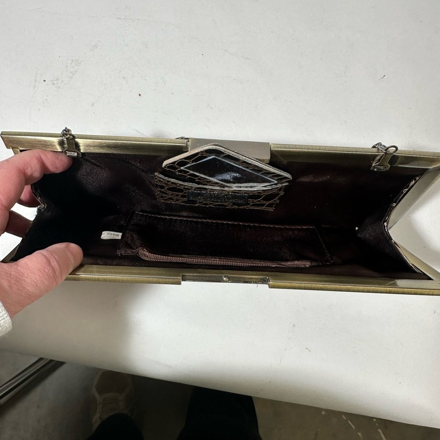 Elegant Black Crocodile-Embossed Clutch