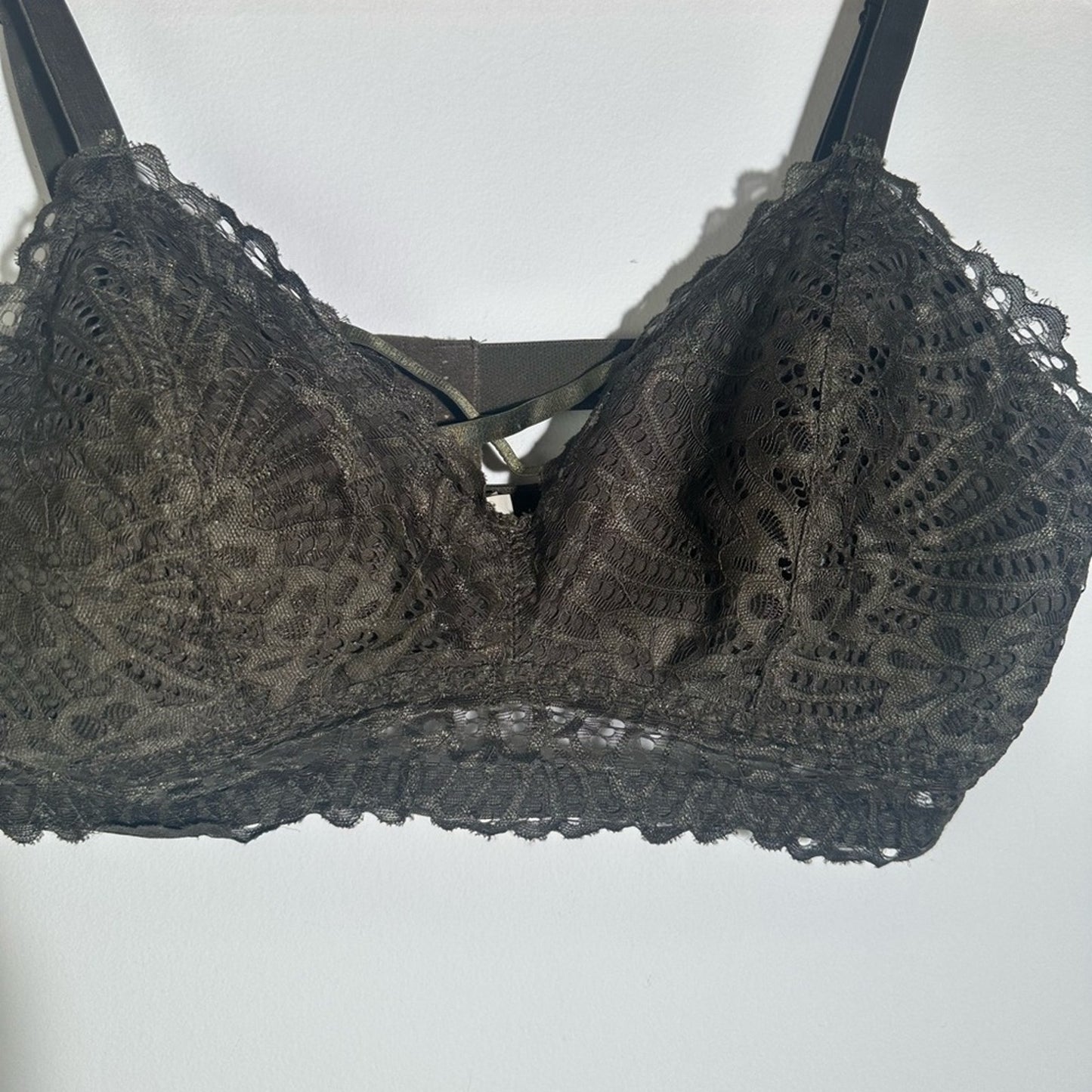 Green Lace Bralette with Wide Straps