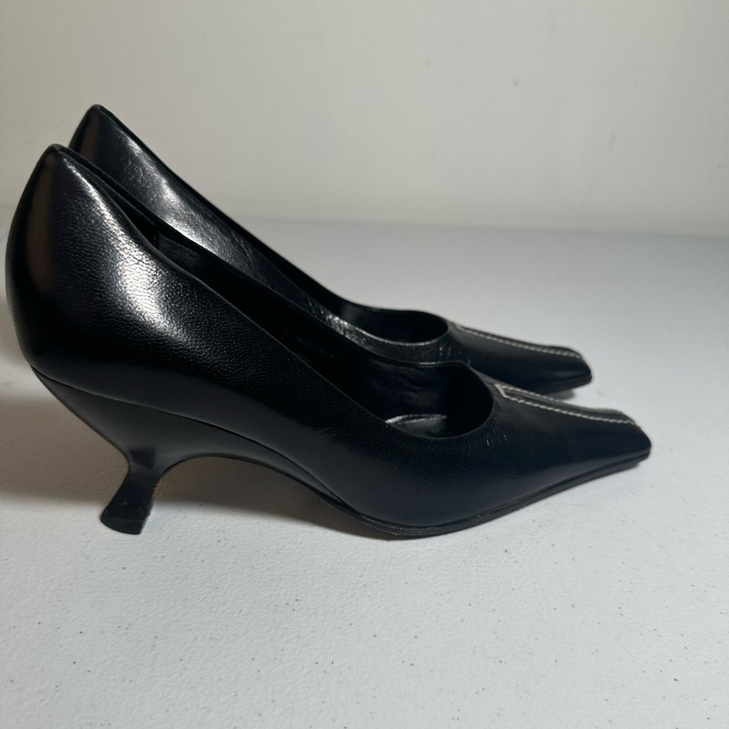 Miu Miu Black Leather Women's Kitten Heels