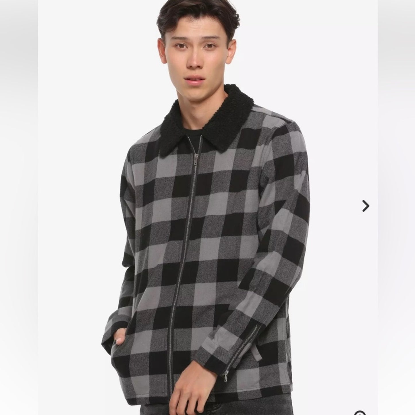 Hot Topic Plaid Zip-Up Jacket with Cozy Collar