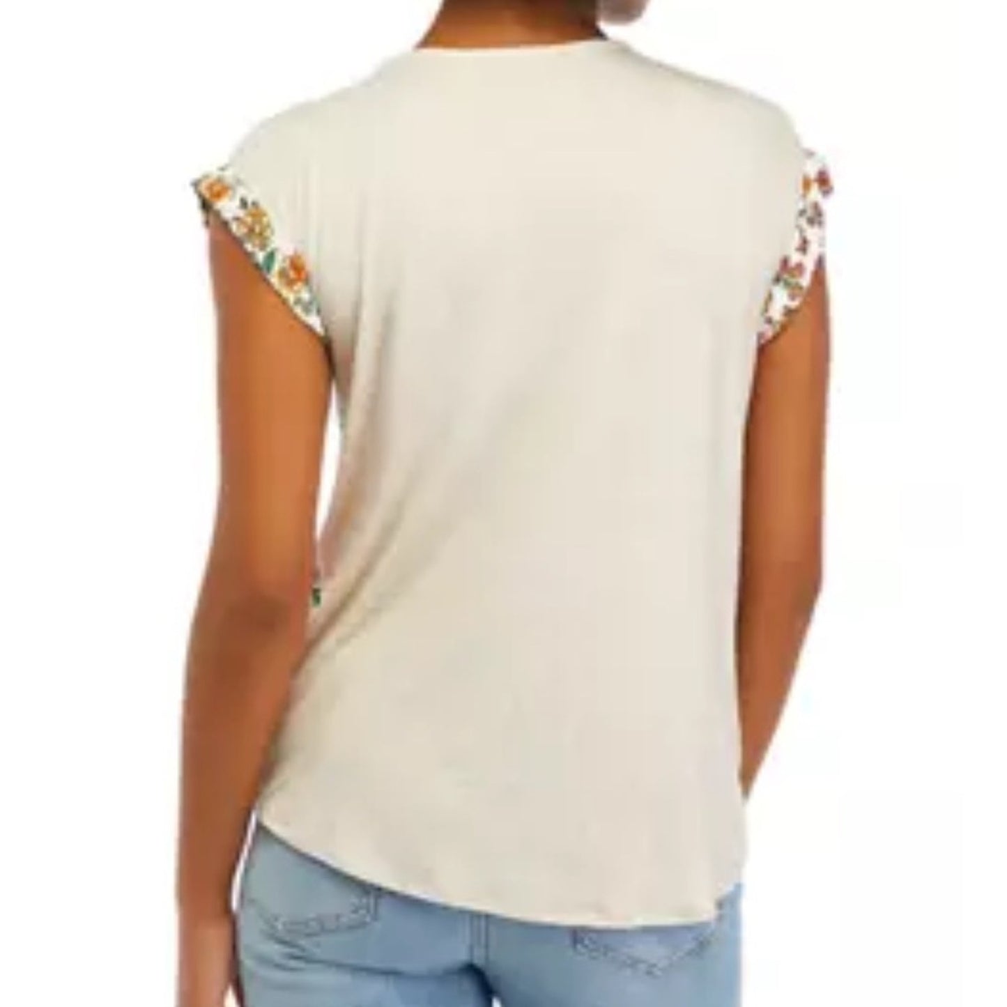 A. Byer Graphic Flutter Sleeve Blouse in Orange and Brown
